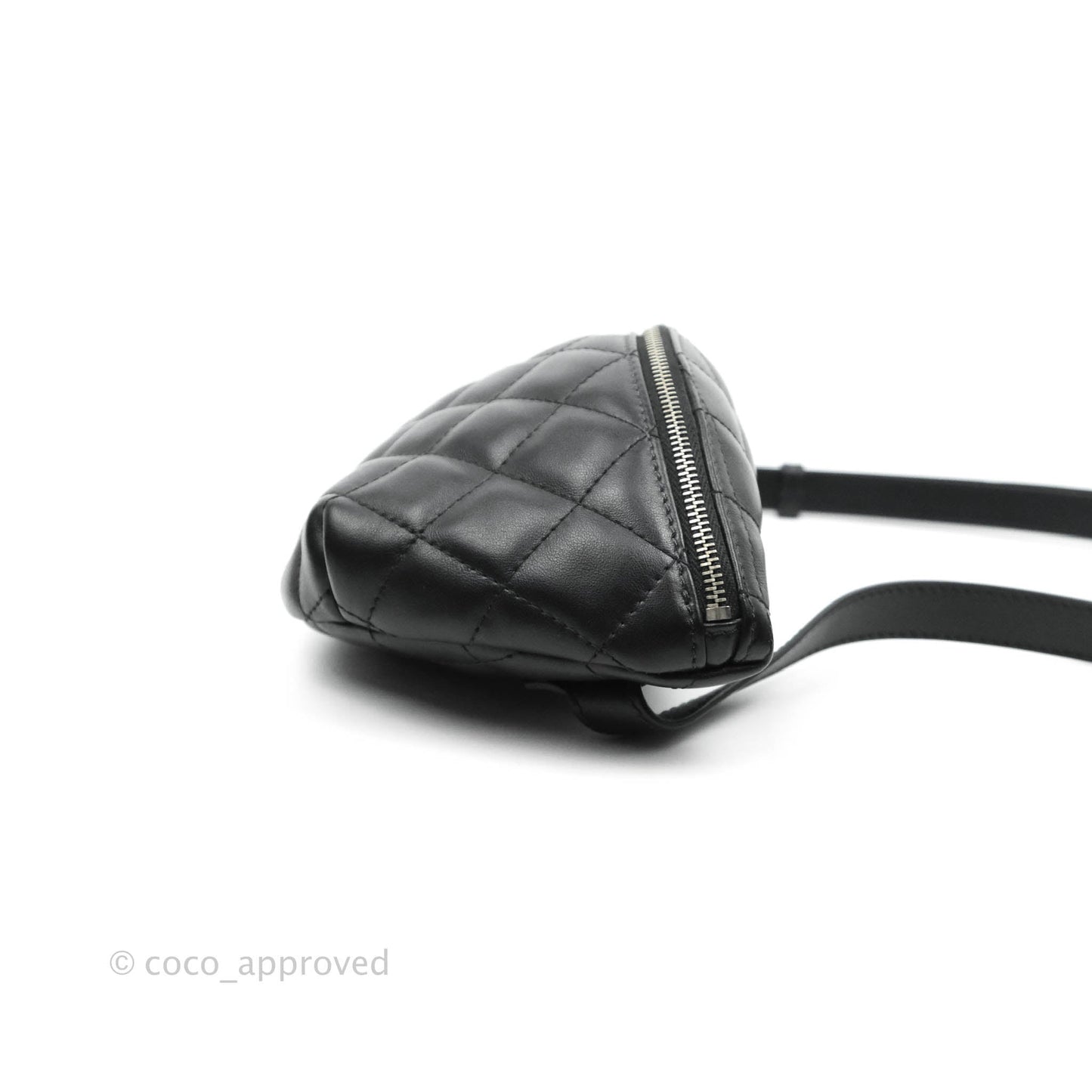 Chanel Quilted Belt Bum Bag Black Calfskin Silver Hardware (Uniform)