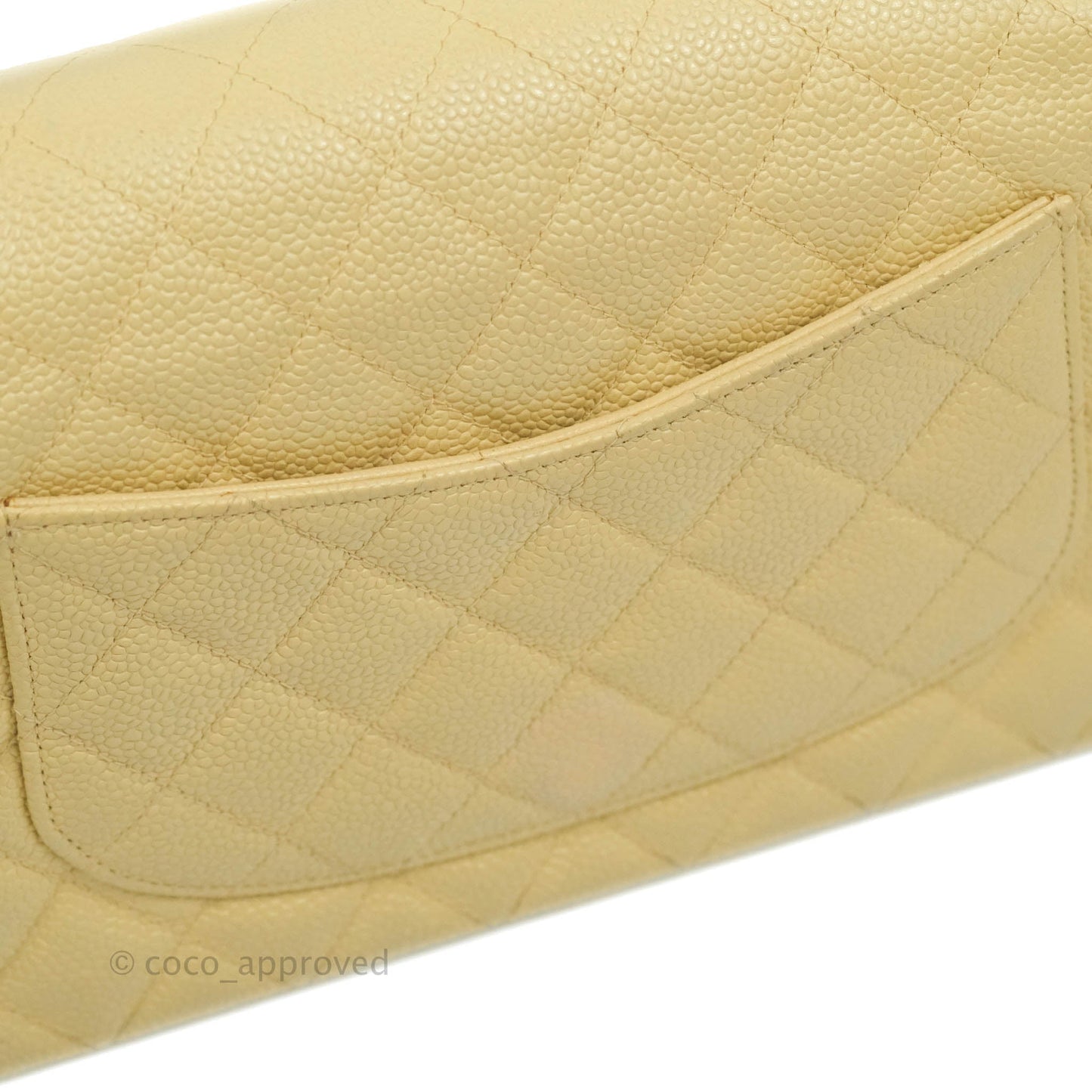 Chanel Vintage Classic M/L Medium Double Flap Bag Beige Caviar 24K Gold Hardware