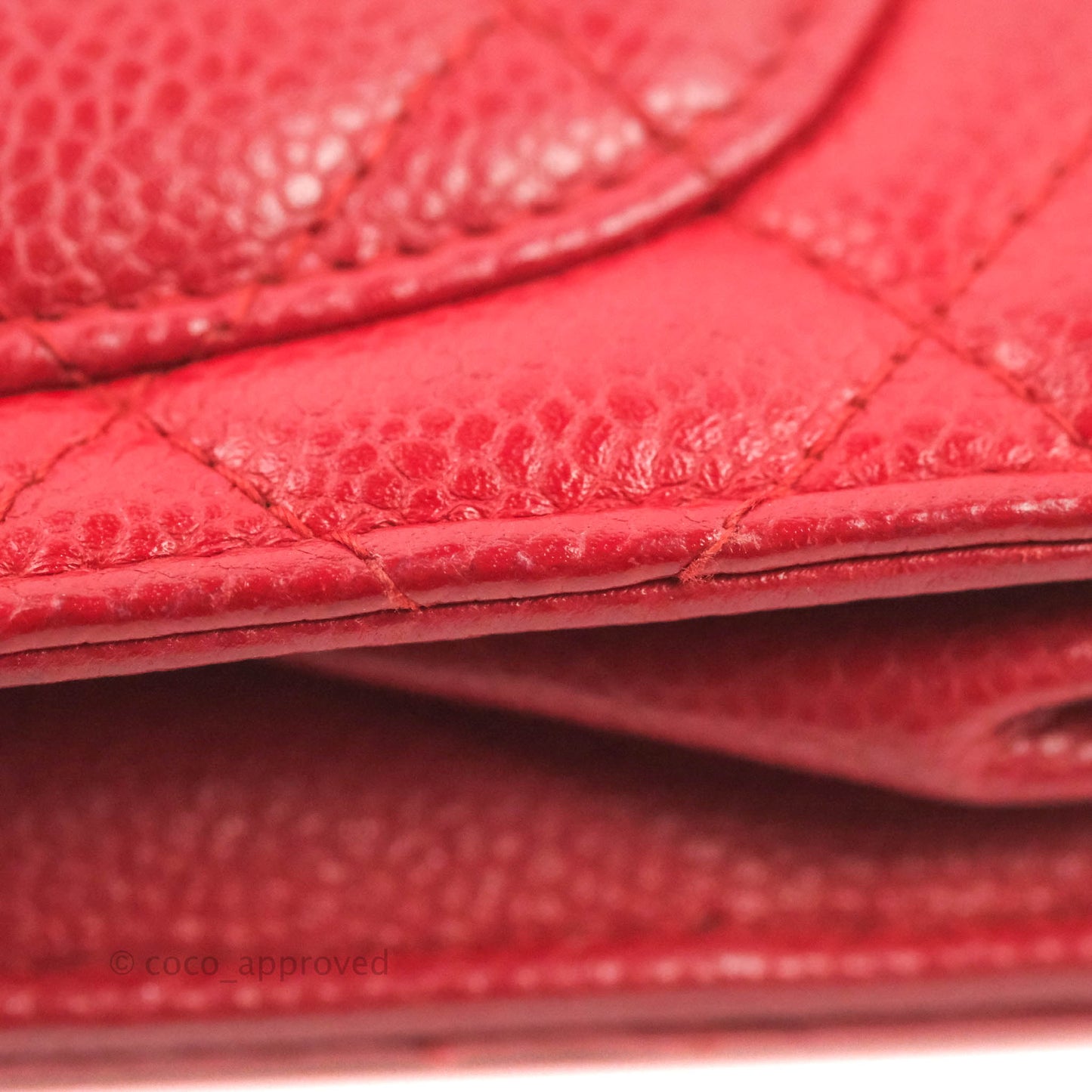 Chanel Quilted Classic Wallet on Chain WOC Red Caviar Ruthenium Hardware