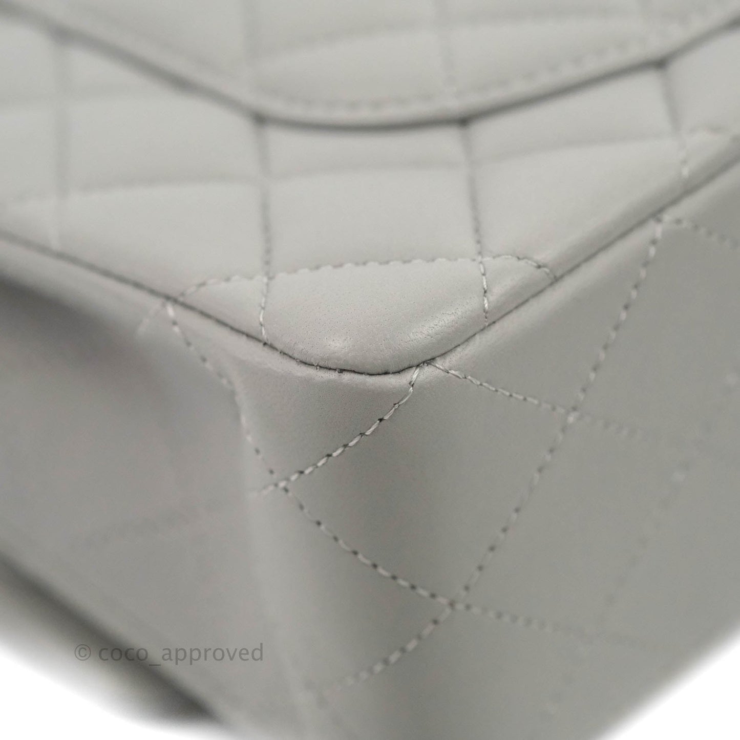 Chanel Small Classic Quilted Flap Grey Lambskin Silver Hardware