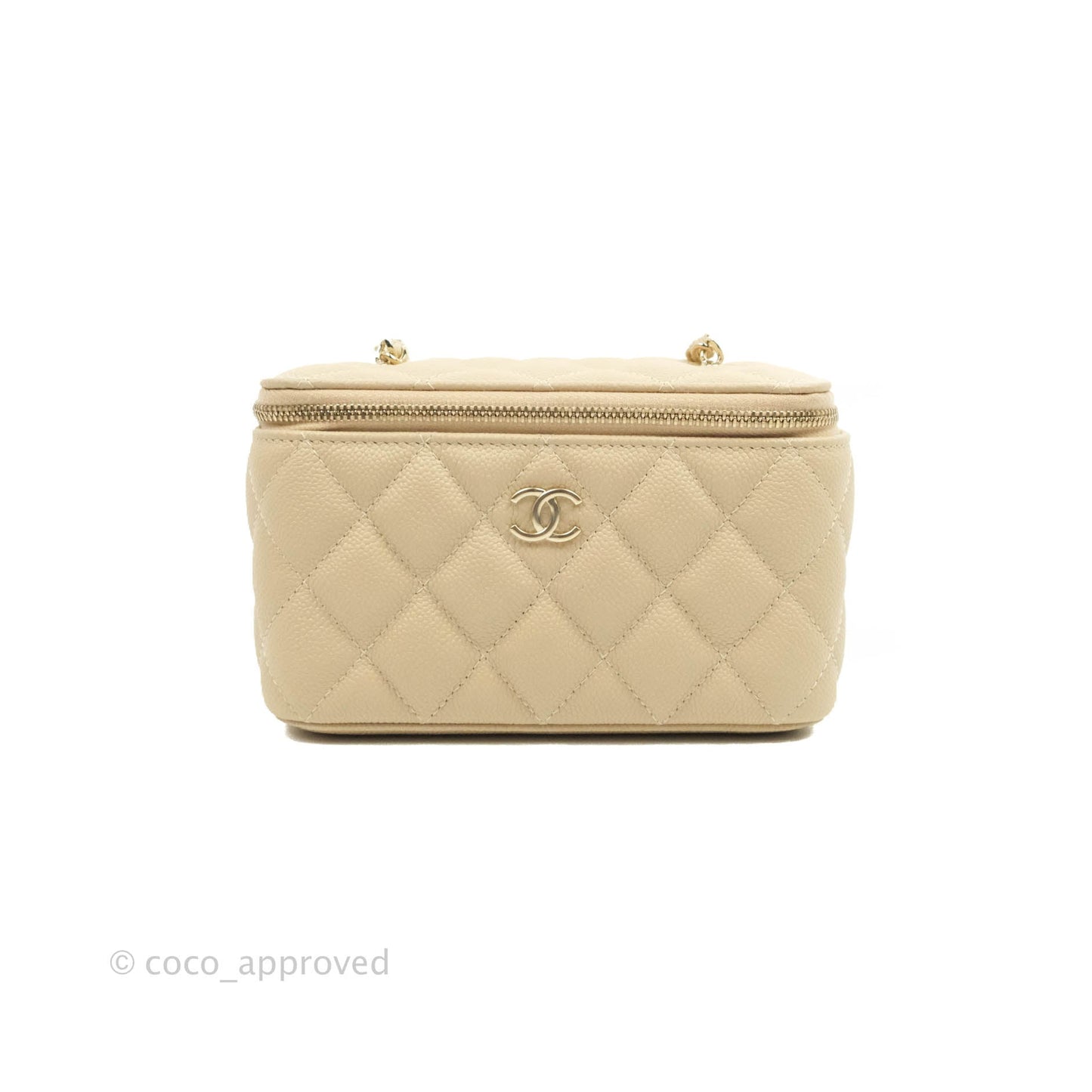 Chanel Vanity with CC Chain Light Beige Caviar Gold Hardware