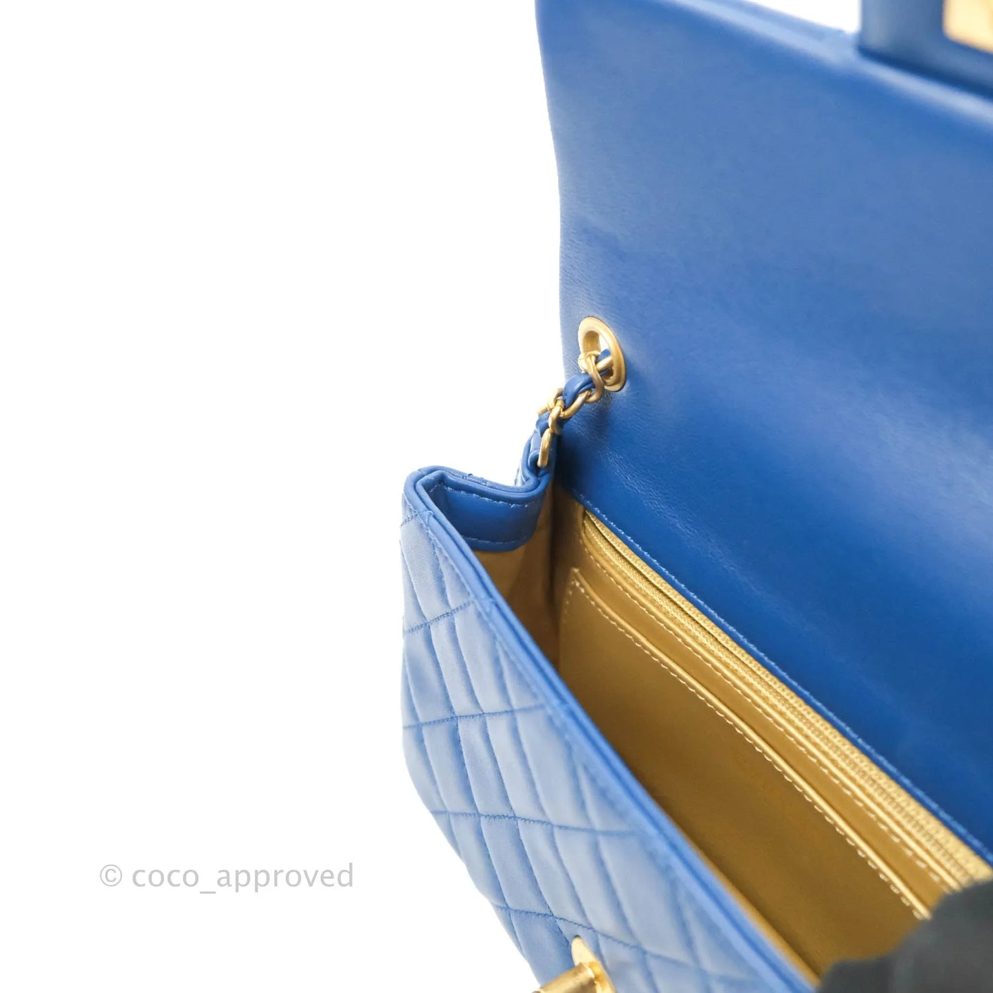 Chanel Quilted Mini Rectangular Pearl Crush Blue Lambskin Aged Gold Hardware