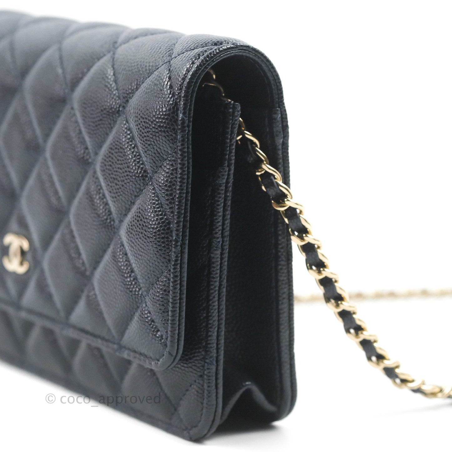 Chanel Quilted Classic Wallet on Chain WOC Navy Caviar Gold Hardware