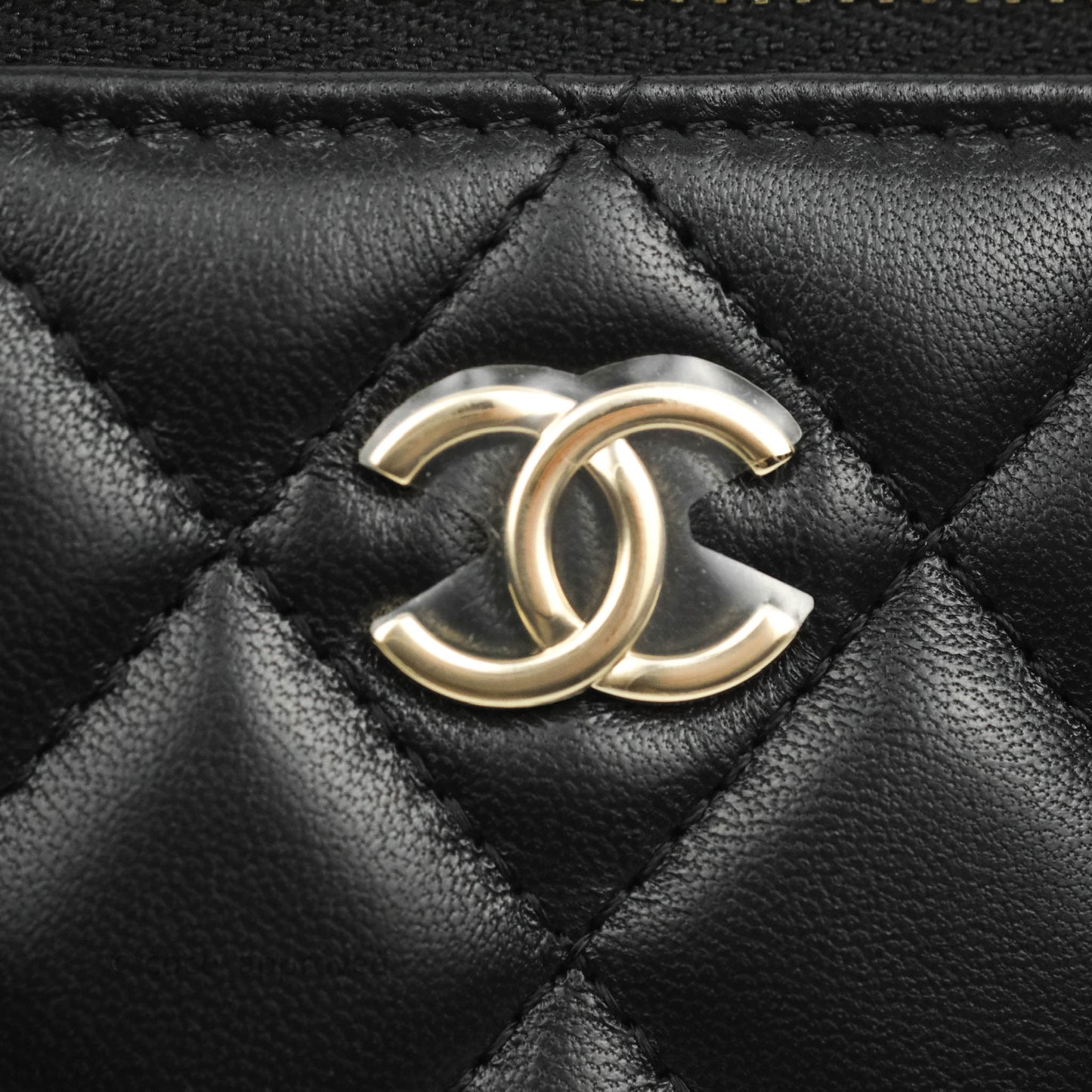 Chanel Vanity Rectangular Top Handle Black Lambskin Gold Hardware