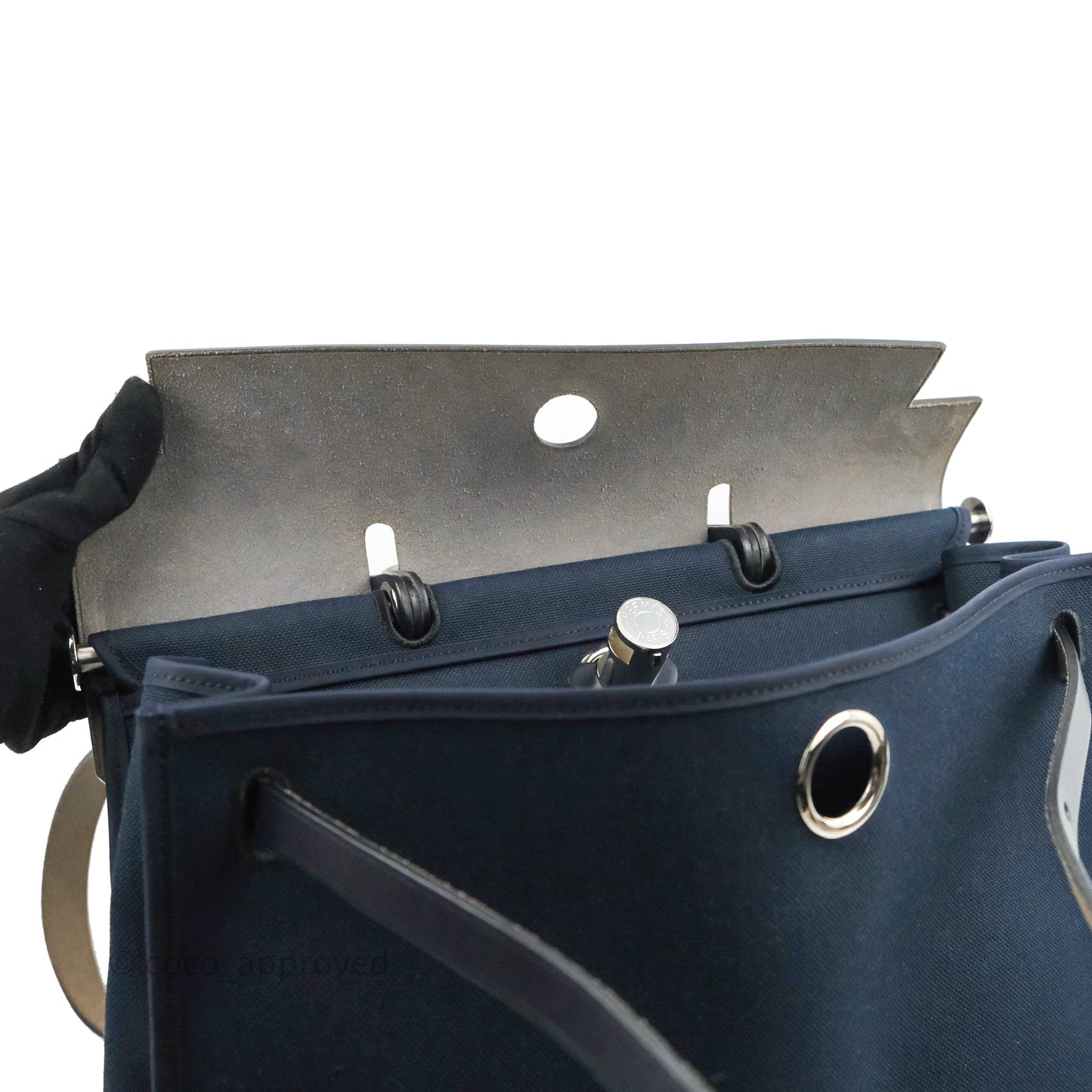 Hermès Herbag Zip 39 Navy Canvas Palladium Hardware