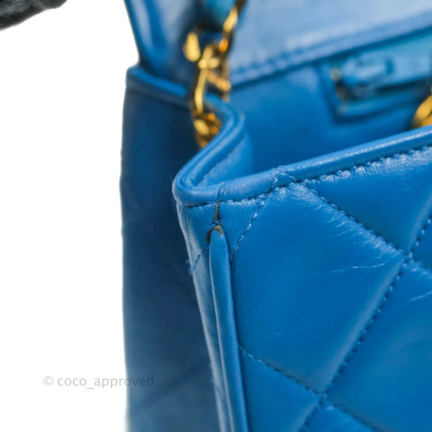Chanel Vintage Trapezoid Flap Bag Blue Lambskin 24K Gold Hardware