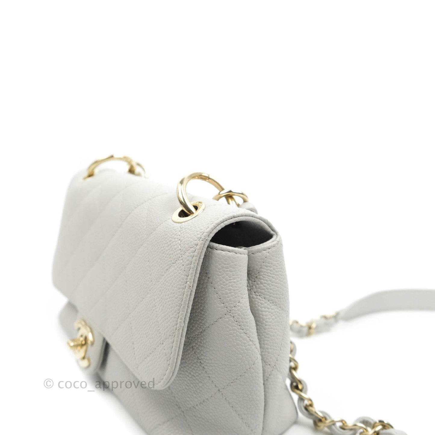 Chanel Quilted Small City Walk Flap Light Grey Caviar Gold Hardware