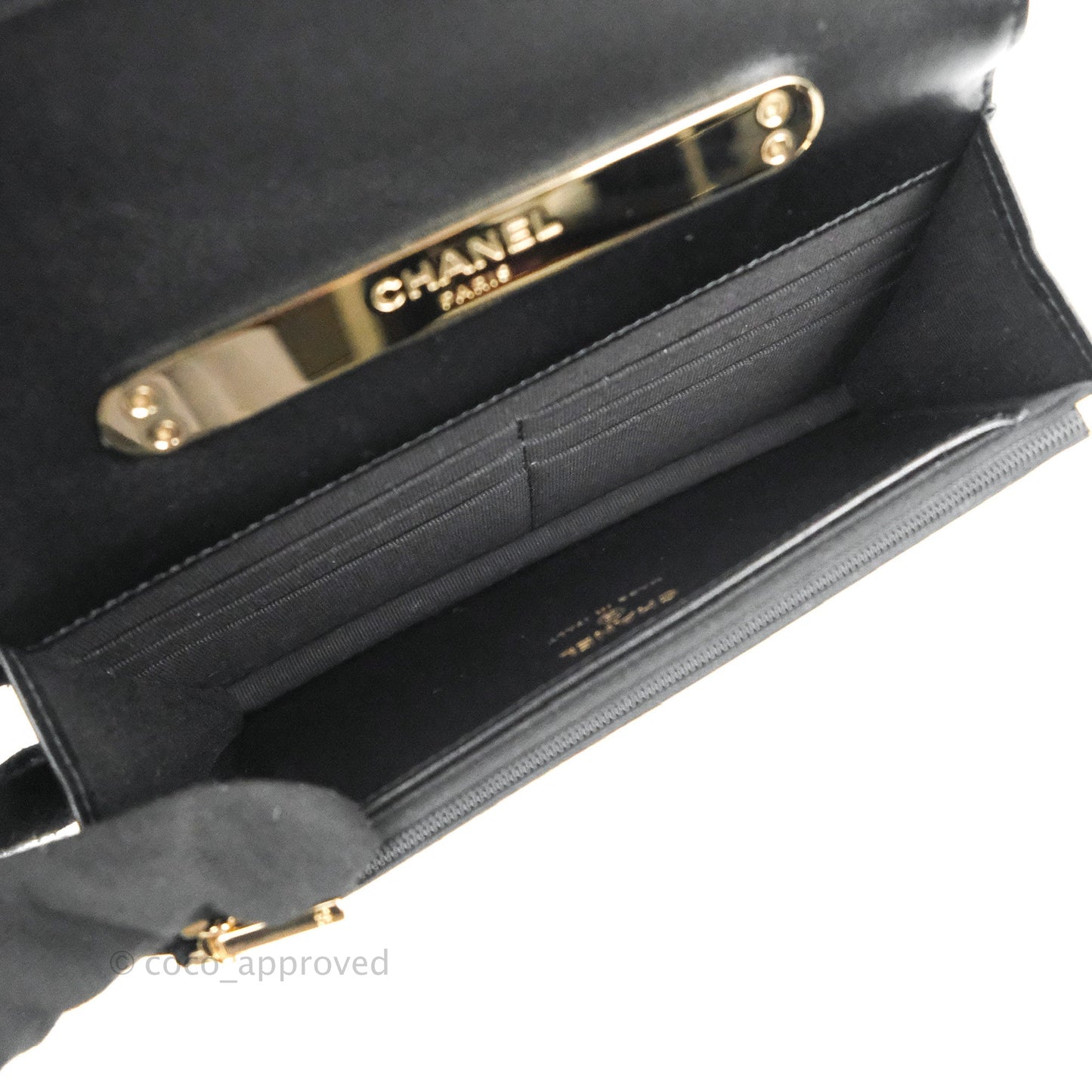 Chanel Quilted Top Handle Wallet on Chain WOC Black Lambskin Gold Hardware