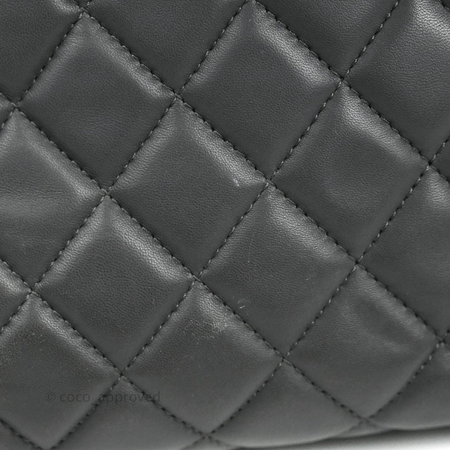 Chanel Quilted Jumbo Coco Loop Flap Dark Grey Lambskin Silver Hardware