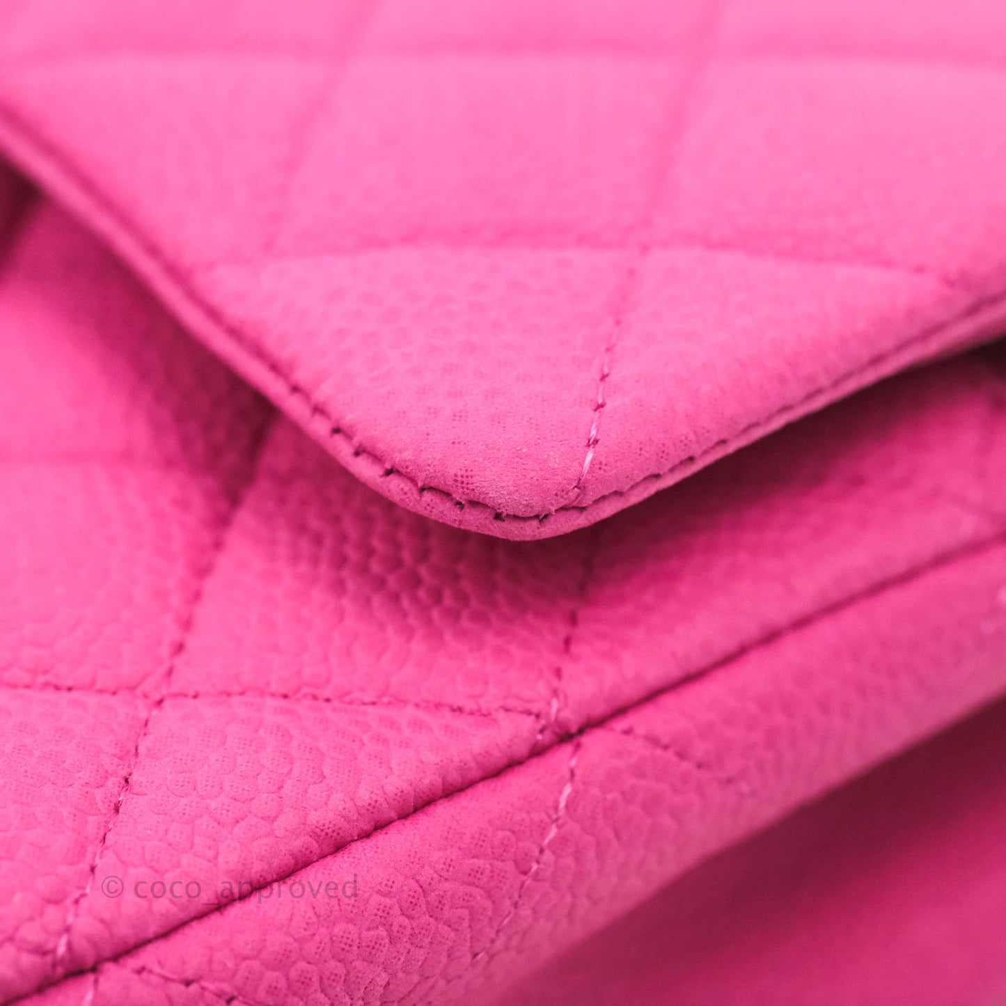 Chanel Classic M/L Medium Flap Quilted Pink Matte Caviar Silver Hardware