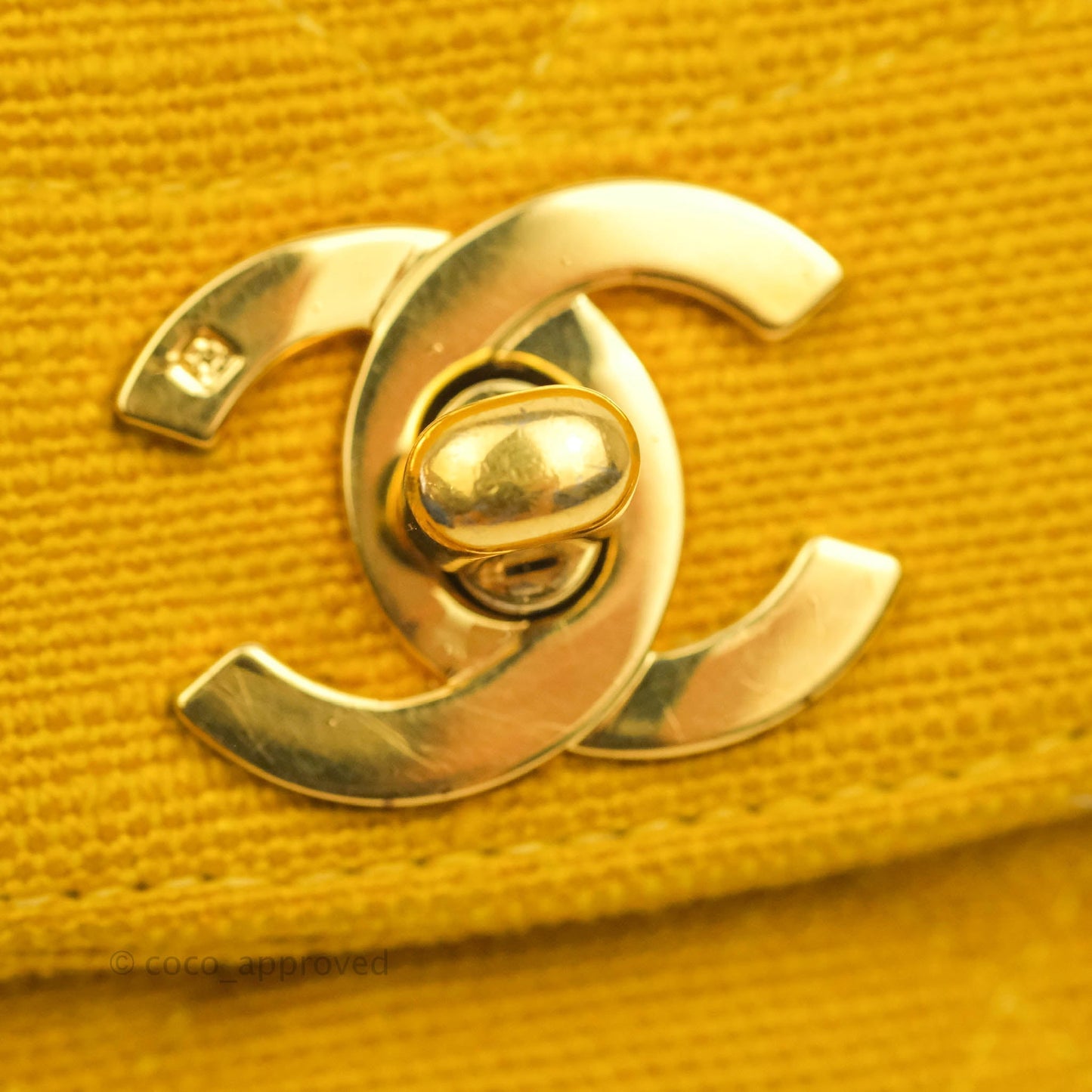 Chanel Vintage Small Classic Diana Flap Bag Yellow Linen Fabric 24K Gold Hardware
