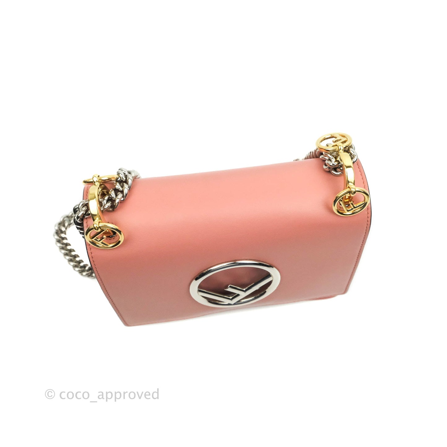 Fendi Small Kan I Shoulder Bag Rosy Pink Calfskin Gold & Silver Hardware