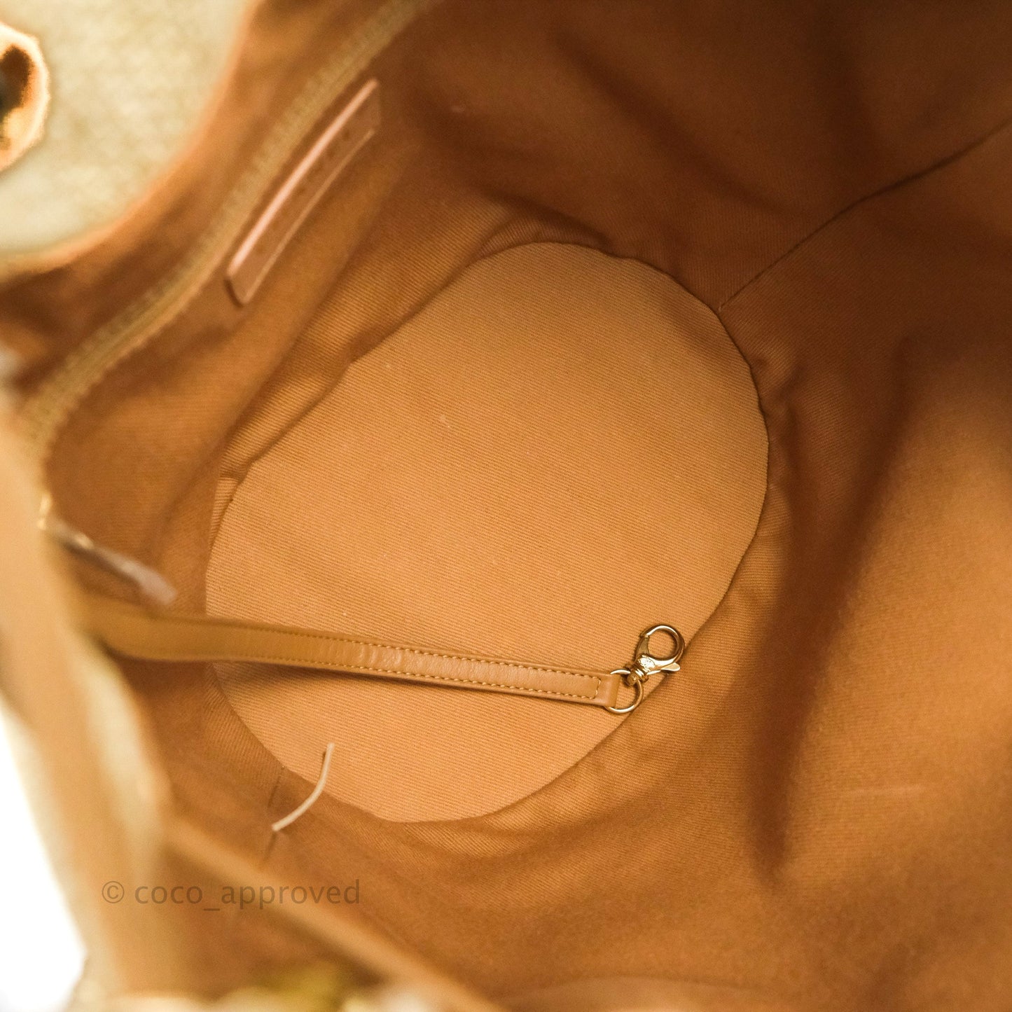 Chanel Raffia Canvas Deauville Drawstring Bucket Bag Brown Gold Hardware