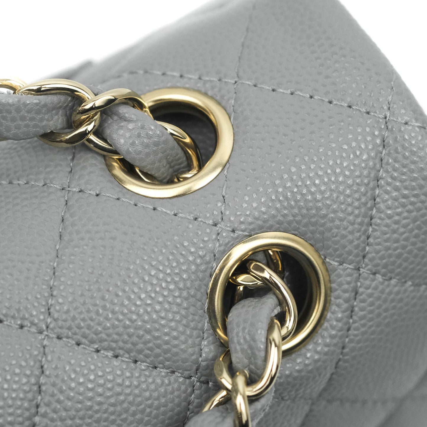 Chanel Classic Small S/M Quilted Flap Grey Caviar Gold Hardware 20C