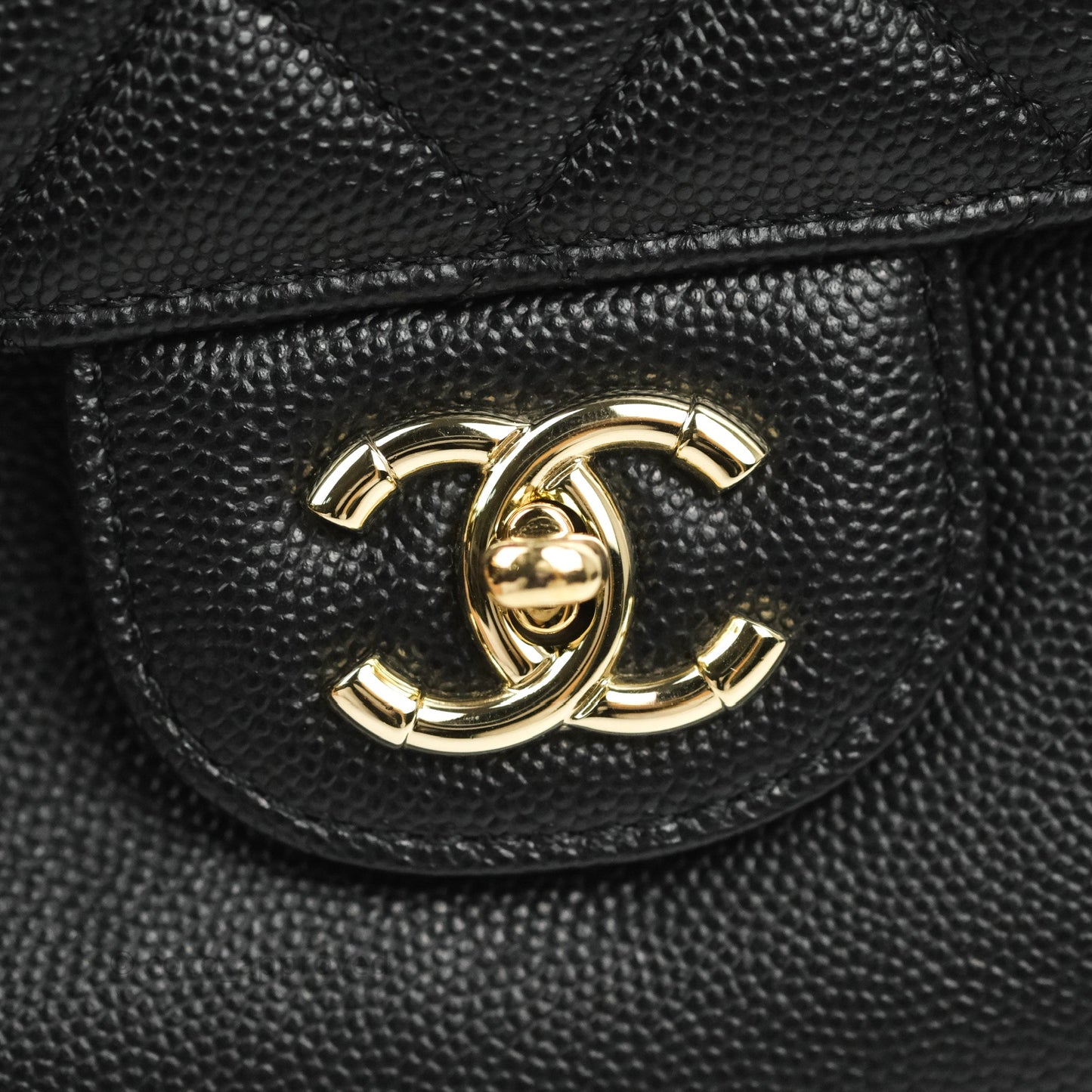 Chanel Quilted Large CC Day Backpack Black Caviar Gold Hardware