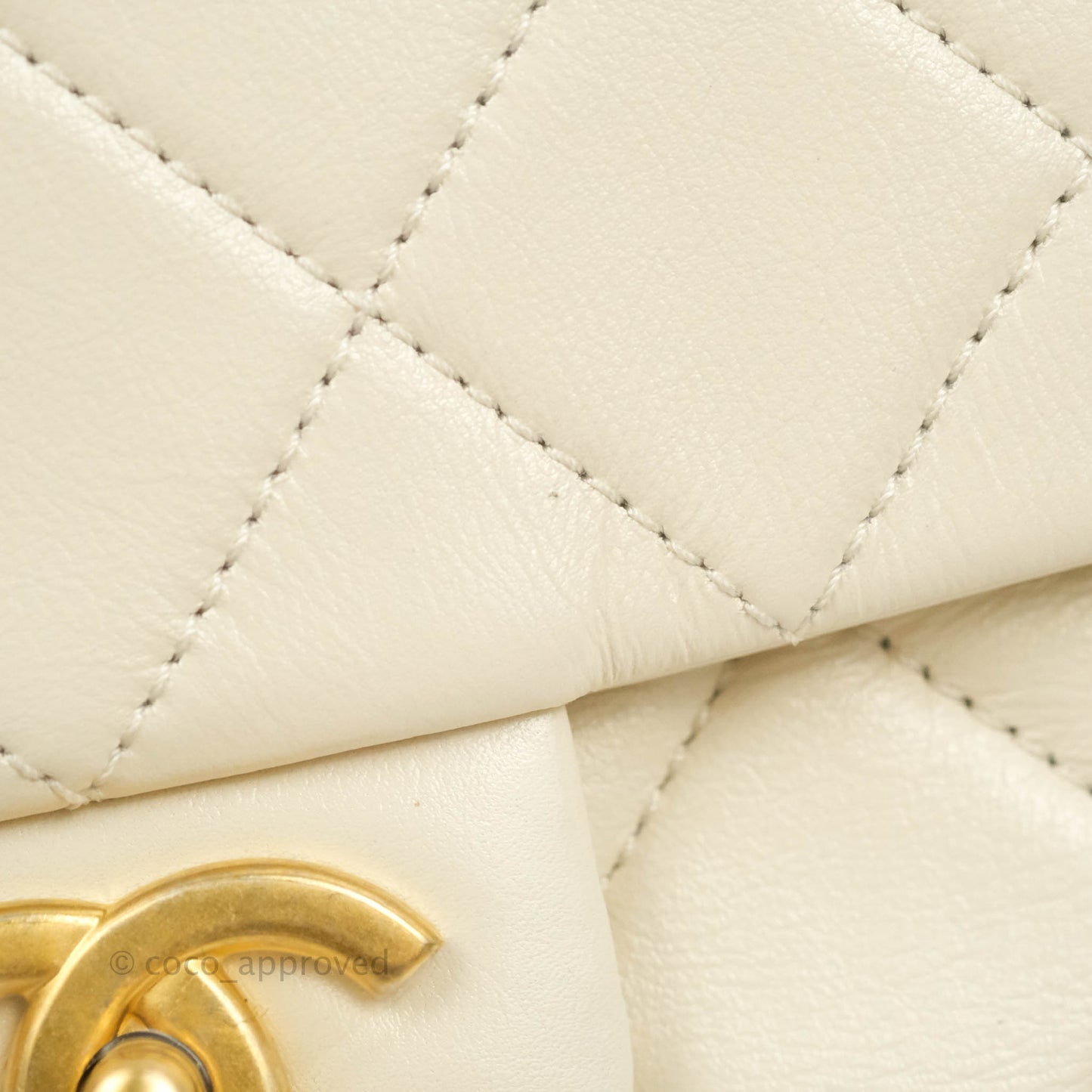 Chanel Mini Rectangular Crystal Pearls Chain Flap White Calfskin Aged Gold Hardware