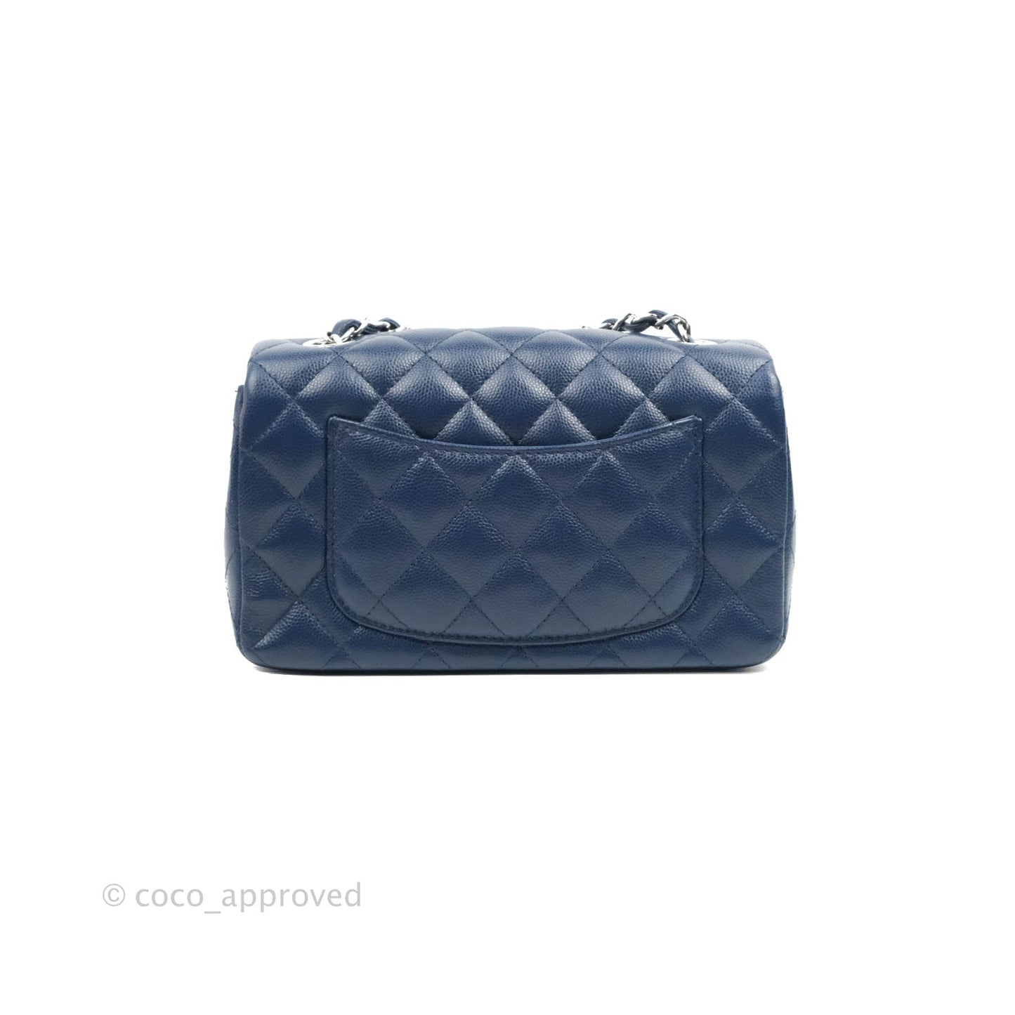 Chanel Quilted Mini Rectangular Flap Blue Caviar Silver Hardware 17B