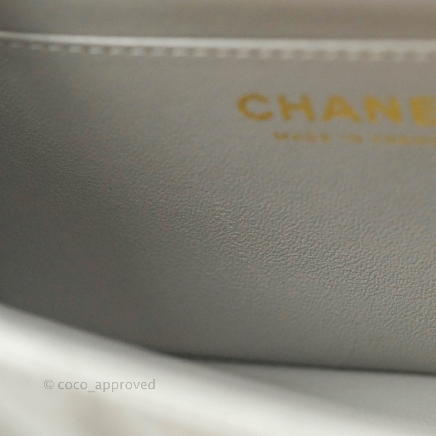 Chanel Mini Square Chevron Grey Lambskin Gold Hardware