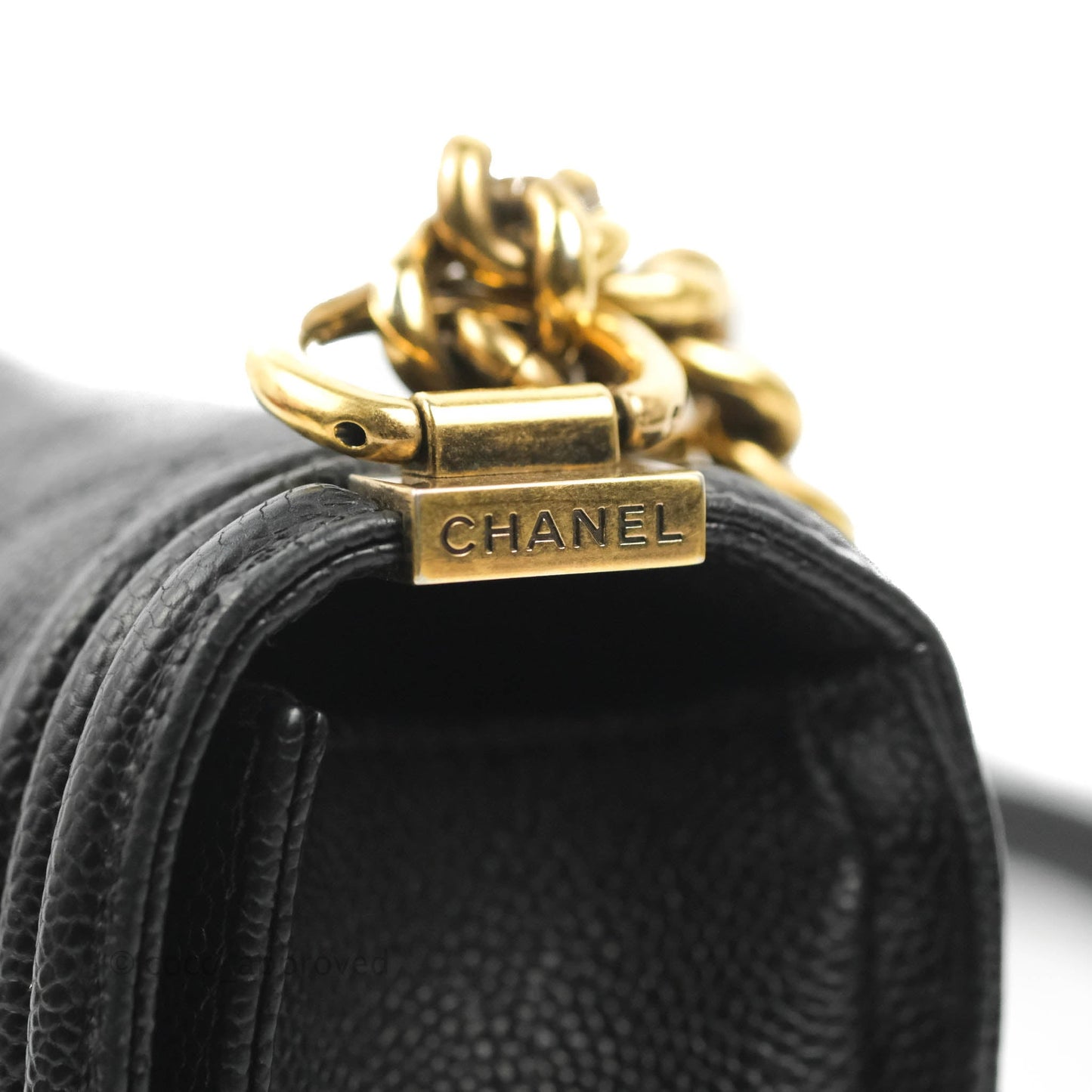Chanel Quilted Small Boy Black Caviar Aged Gold Hardware