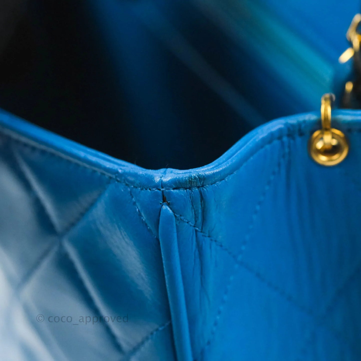 Chanel Vintage Trapezoid Flap Bag Blue Lambskin 24K Gold Hardware