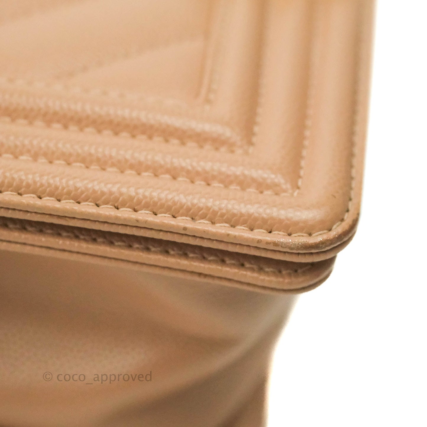 Chanel Small Chevron Boy Dark Beige Caviar Gold Hardware