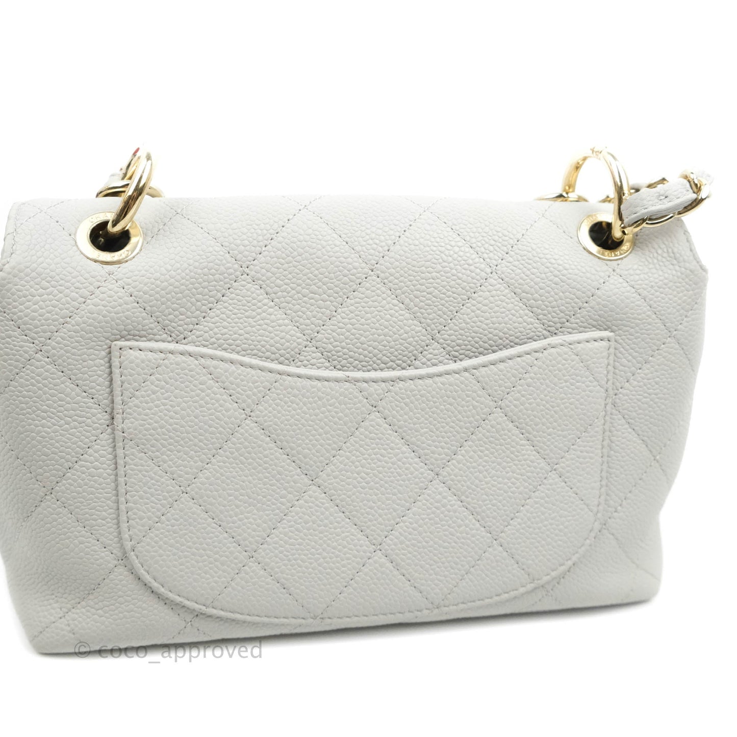 Chanel Quilted Small City Walk Flap Light Grey Caviar Gold Hardware
