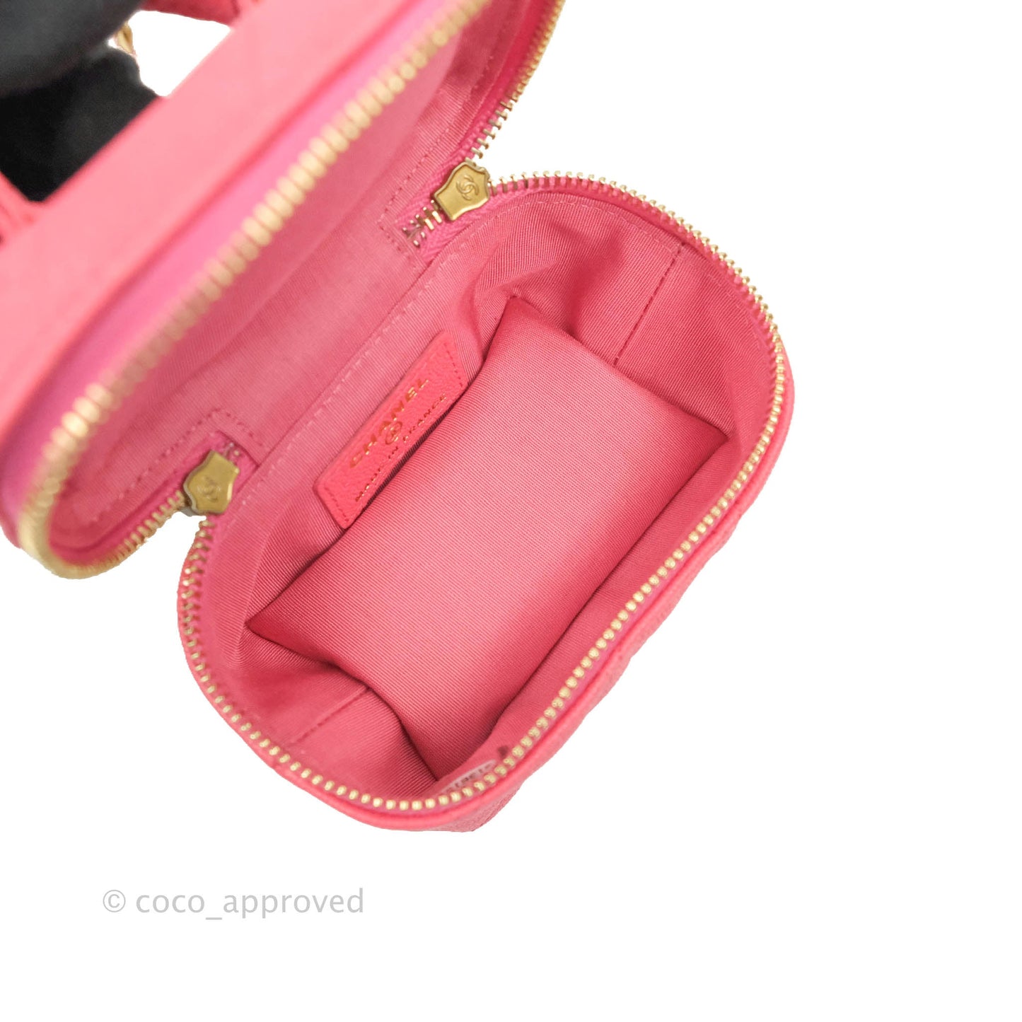 Chanel Quilted Mini Top Handle Vanity With Chain Pink Caviar Aged Gold Hardware