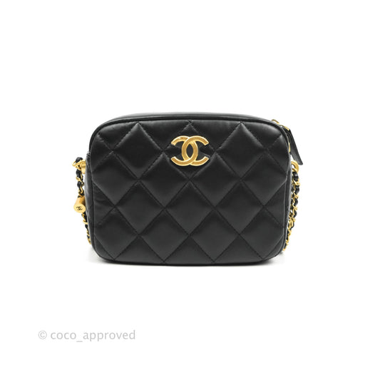 Chanel My Perfect Camera Pearl Adjustable Strap Black Lambskin Gold Hardware
