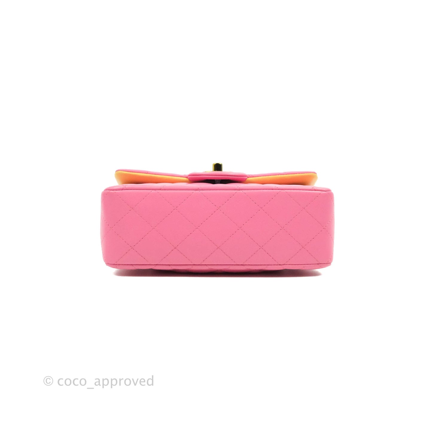 Chanel Mini Rectangular Pink Lambskin Rainbow Hardware