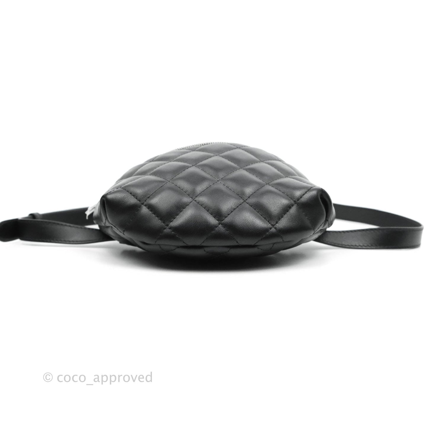 Chanel Quilted Belt Bum Bag Black Calfskin Silver Hardware (Uniform)