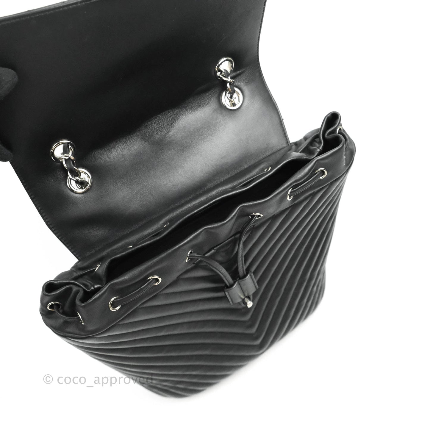 Chanel Medium Chevron Urban Spirit Backpack Black Calfskin Silver Hardware