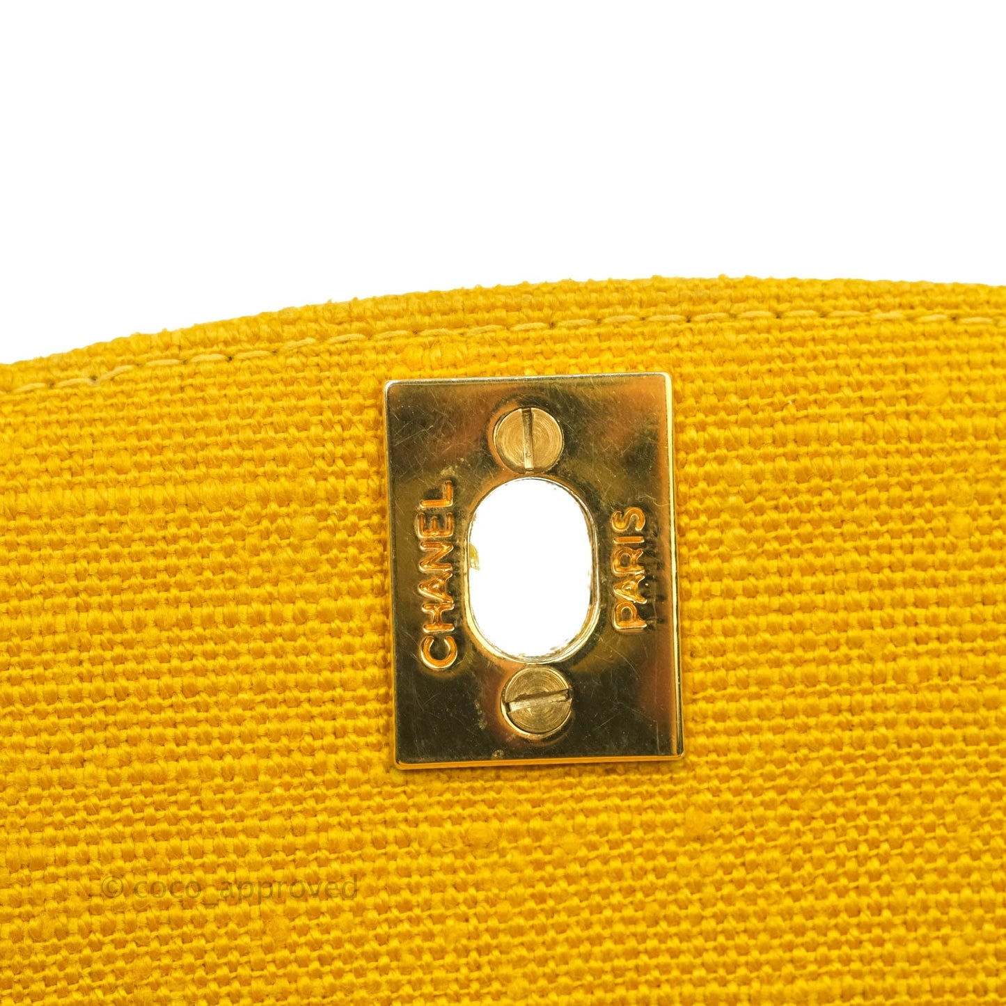 Chanel Vintage Small Classic Diana Flap Bag Yellow Linen Fabric 24K Gold Hardware