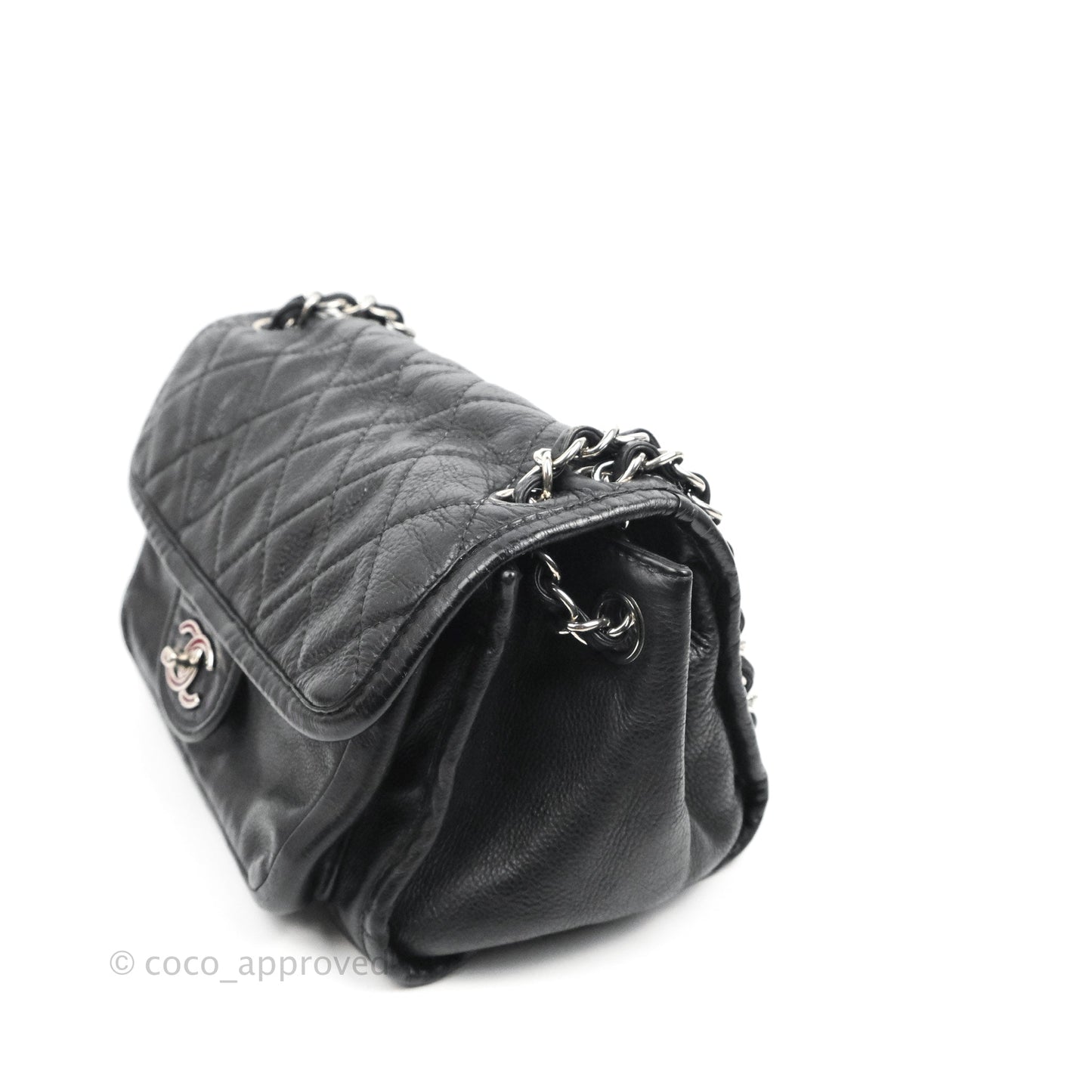 Chanel Flap Bag Black Calfskin Silver Hardware