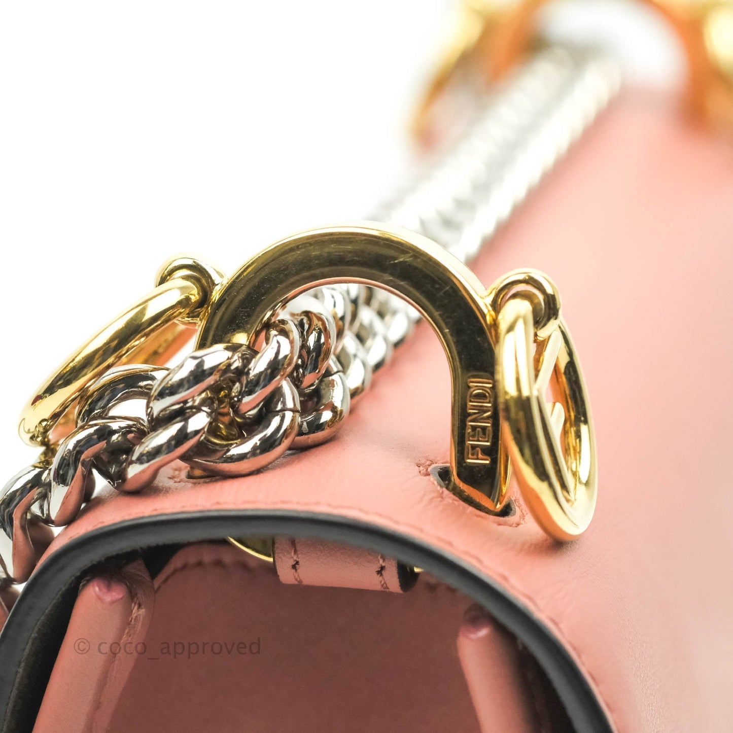 Fendi Small Kan I Shoulder Bag Rosy Pink Calfskin Gold & Silver Hardware