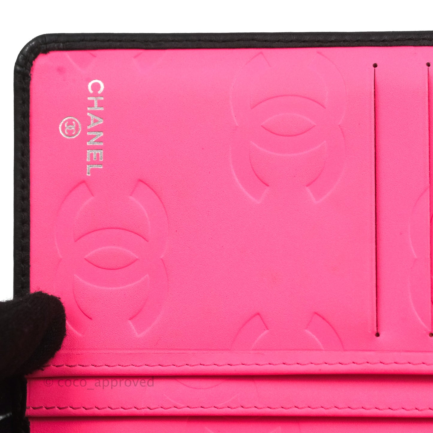 Chanel Quilted Cambon Yen Wallet Black Calfskin Silver Hardware