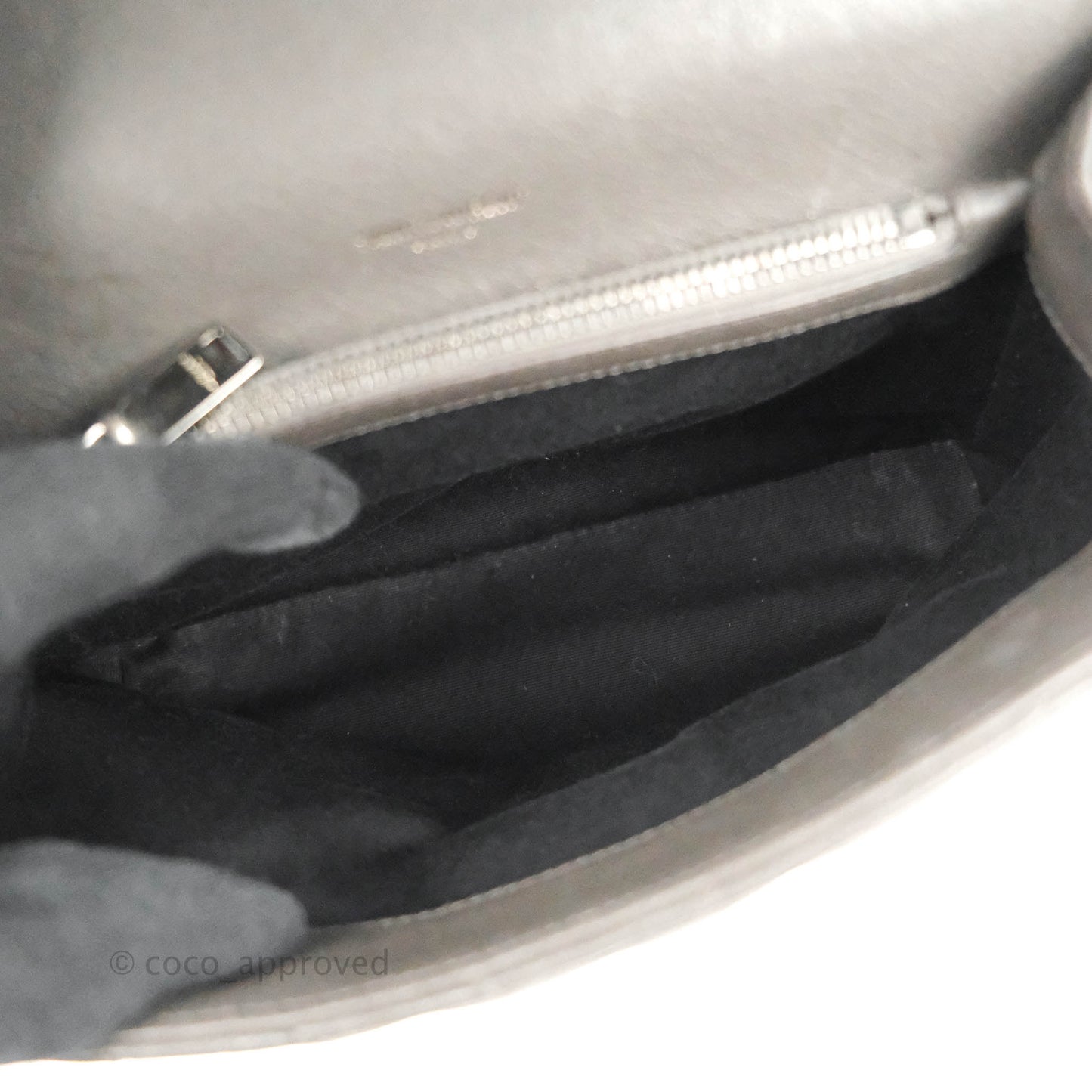 Saint Laurent Chevron Medium College Grey Chain Bag Ruthenium Hardware