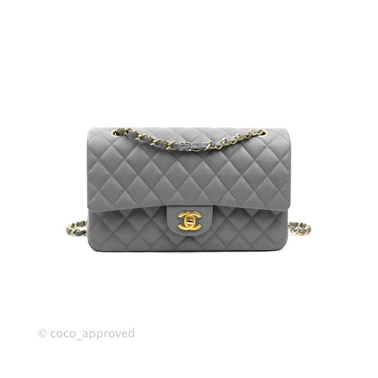 Chanel Classic Medium M/L Flap Dark Grey Caviar Gold Hardware 20C