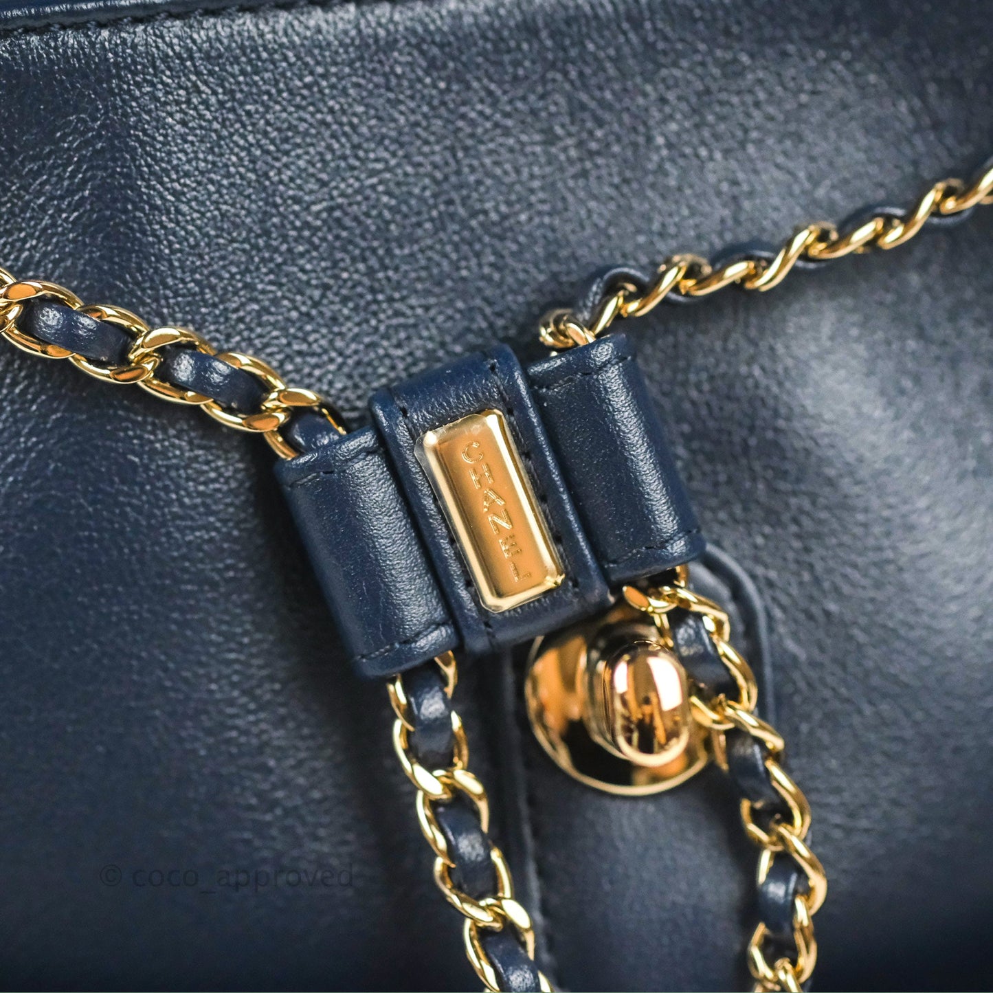 Chanel Duma Backpack Medium Navy Calfskin Gold Hardware 23P