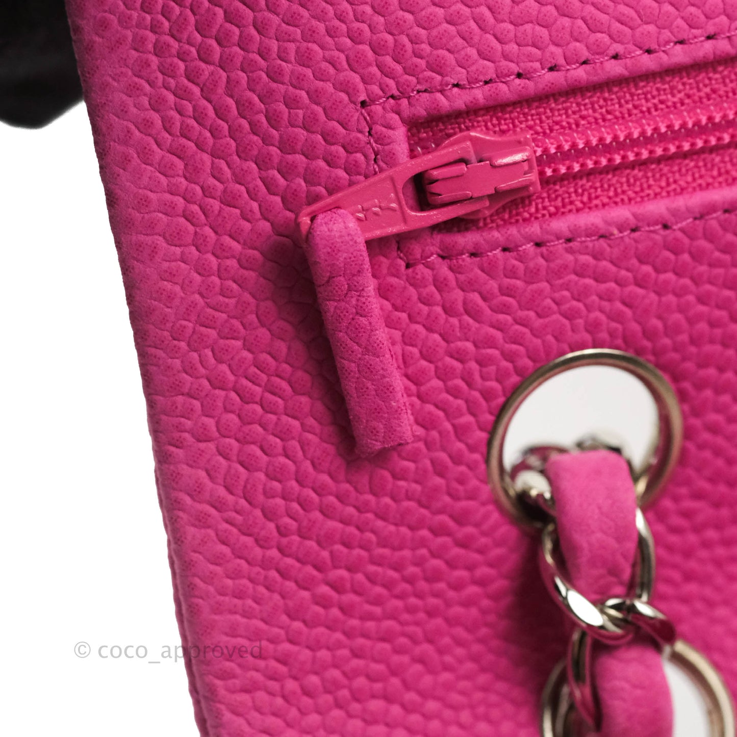 Chanel Classic M/L Medium Flap Quilted Pink Matte Caviar Silver Hardware