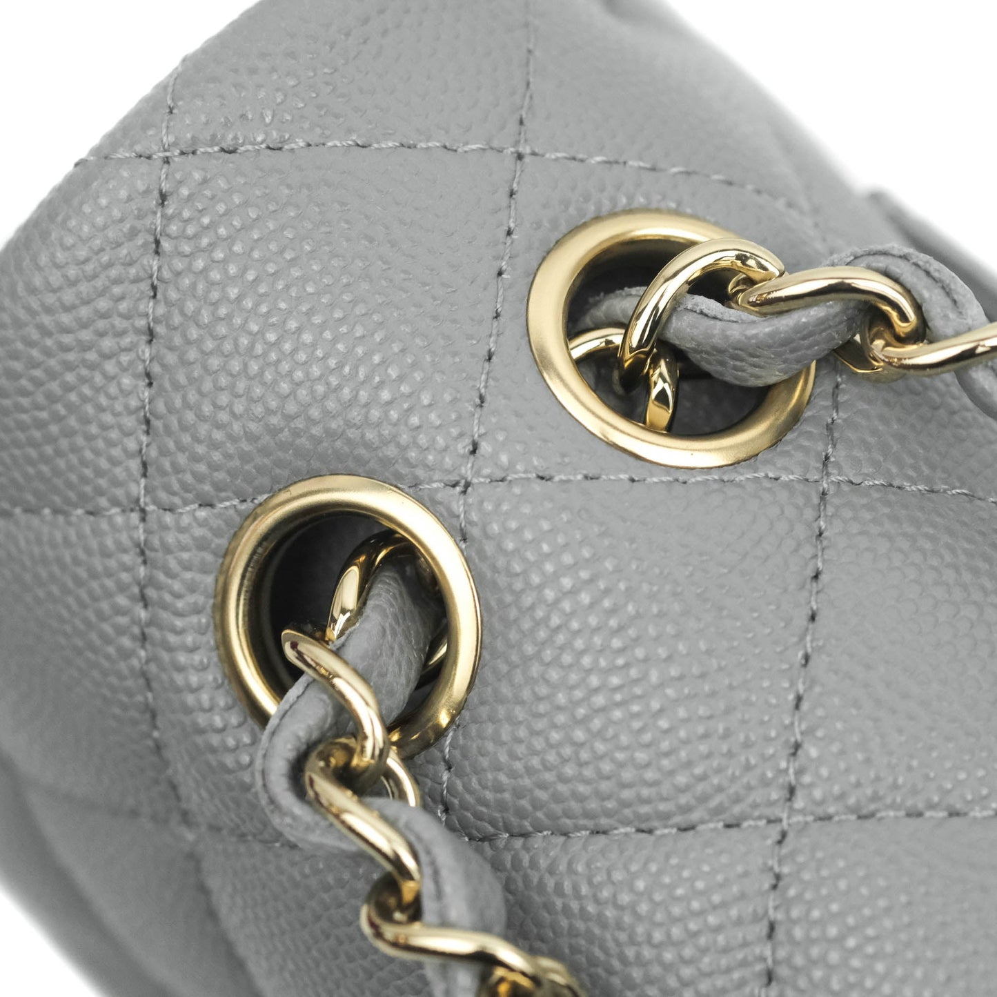 Chanel Classic Small S/M Quilted Flap Grey Caviar Gold Hardware 20C
