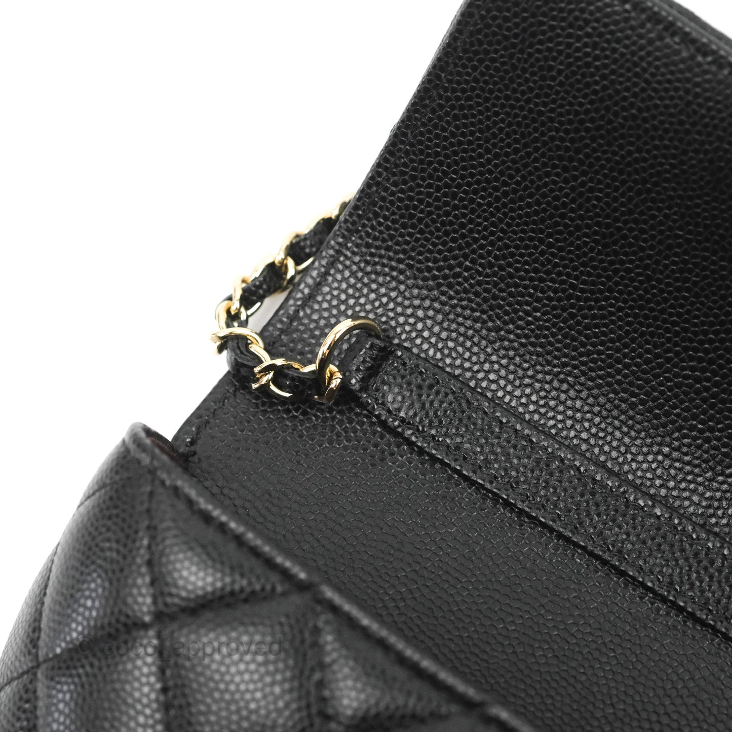 Chanel Quilted Case With Chain Black Caviar Gold Hardware
