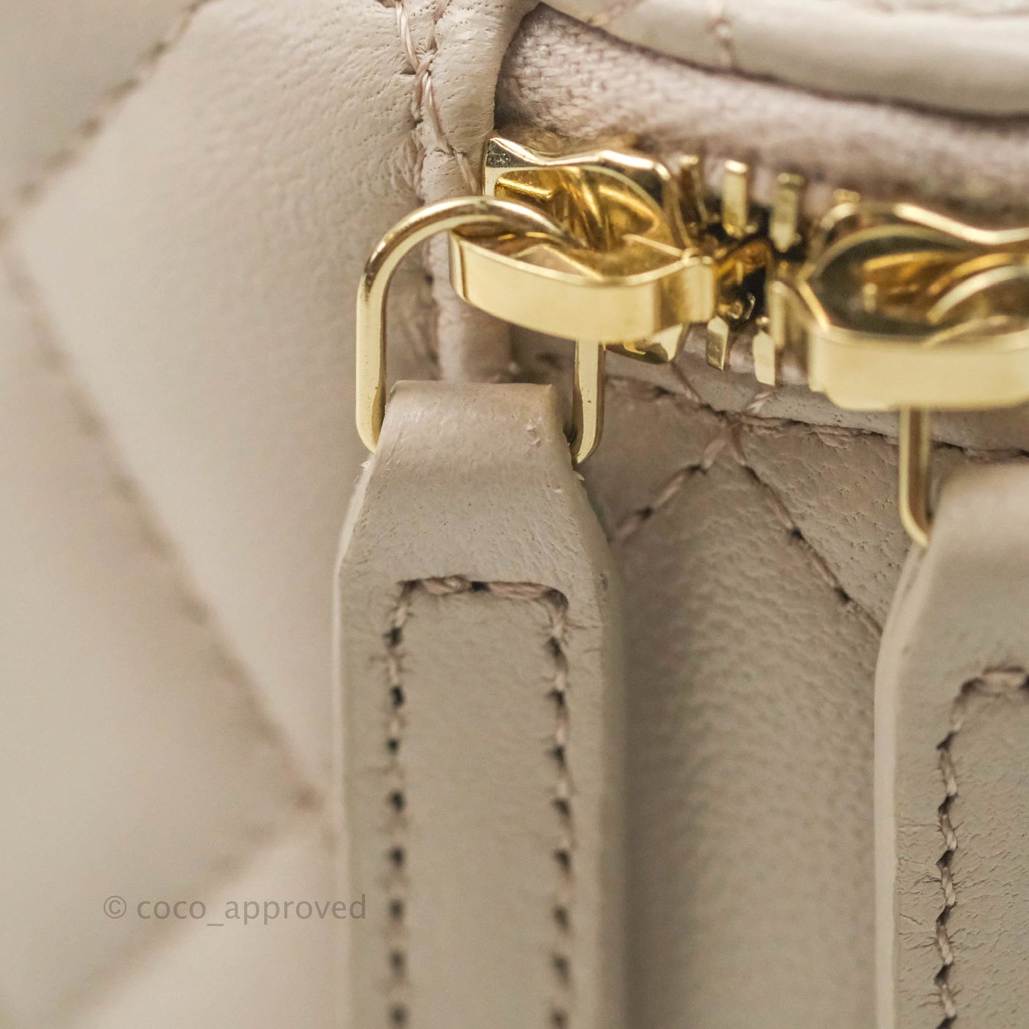 Chanel Vanity with Pearl Crush Chain Pale Lilac Pink Lambskin Aged Gold Hardware
