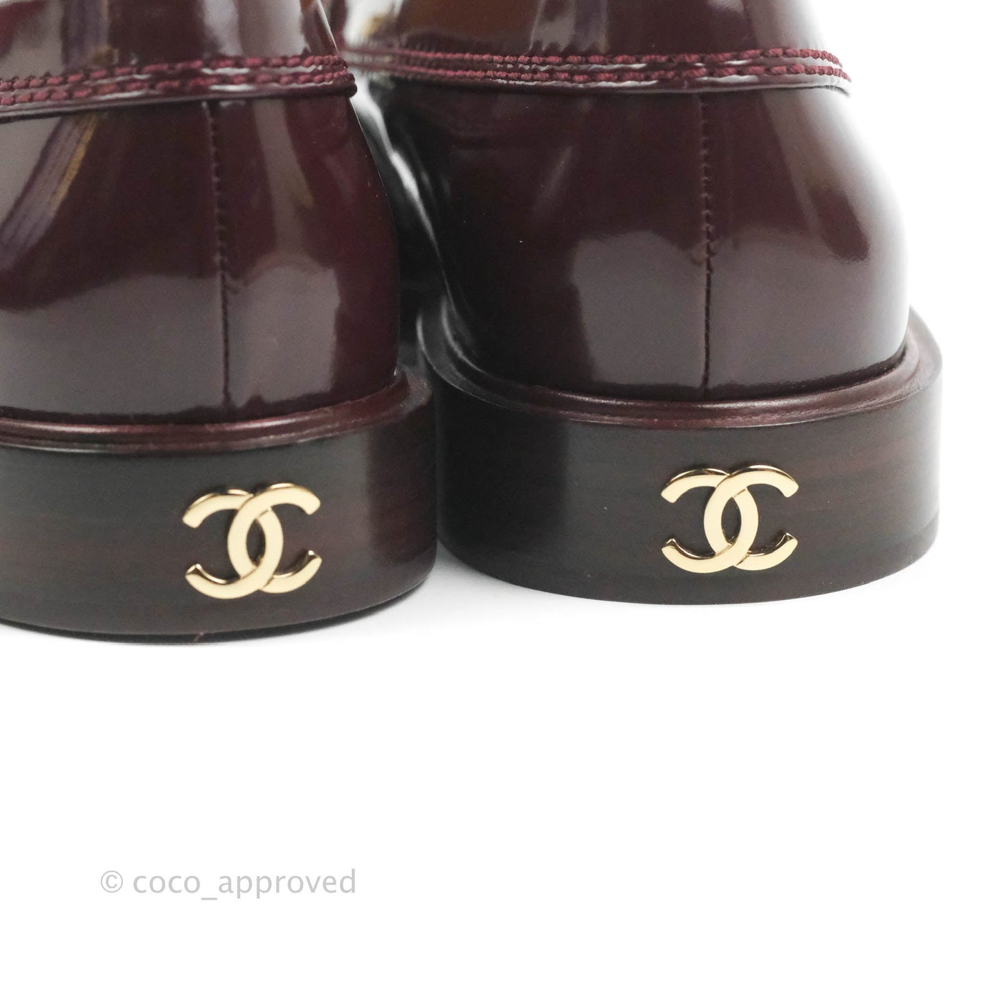 Chanel Patent Calfskin Bordeaux Loafers 21S Size 37