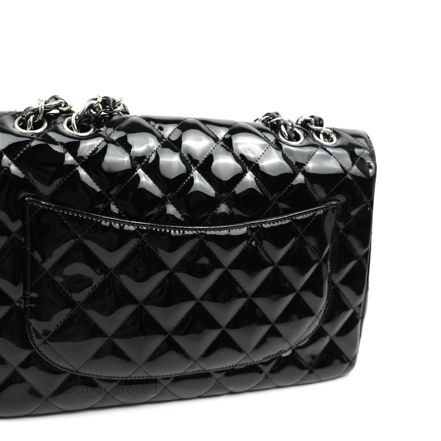 Chanel Jumbo Single Flap Black Patent Silver Hardware⁣⁣