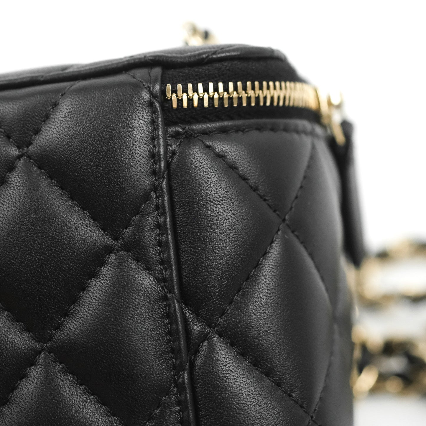Chanel Mini Ball Crush Vanity With Chain Black Lambskin Gold Hardware