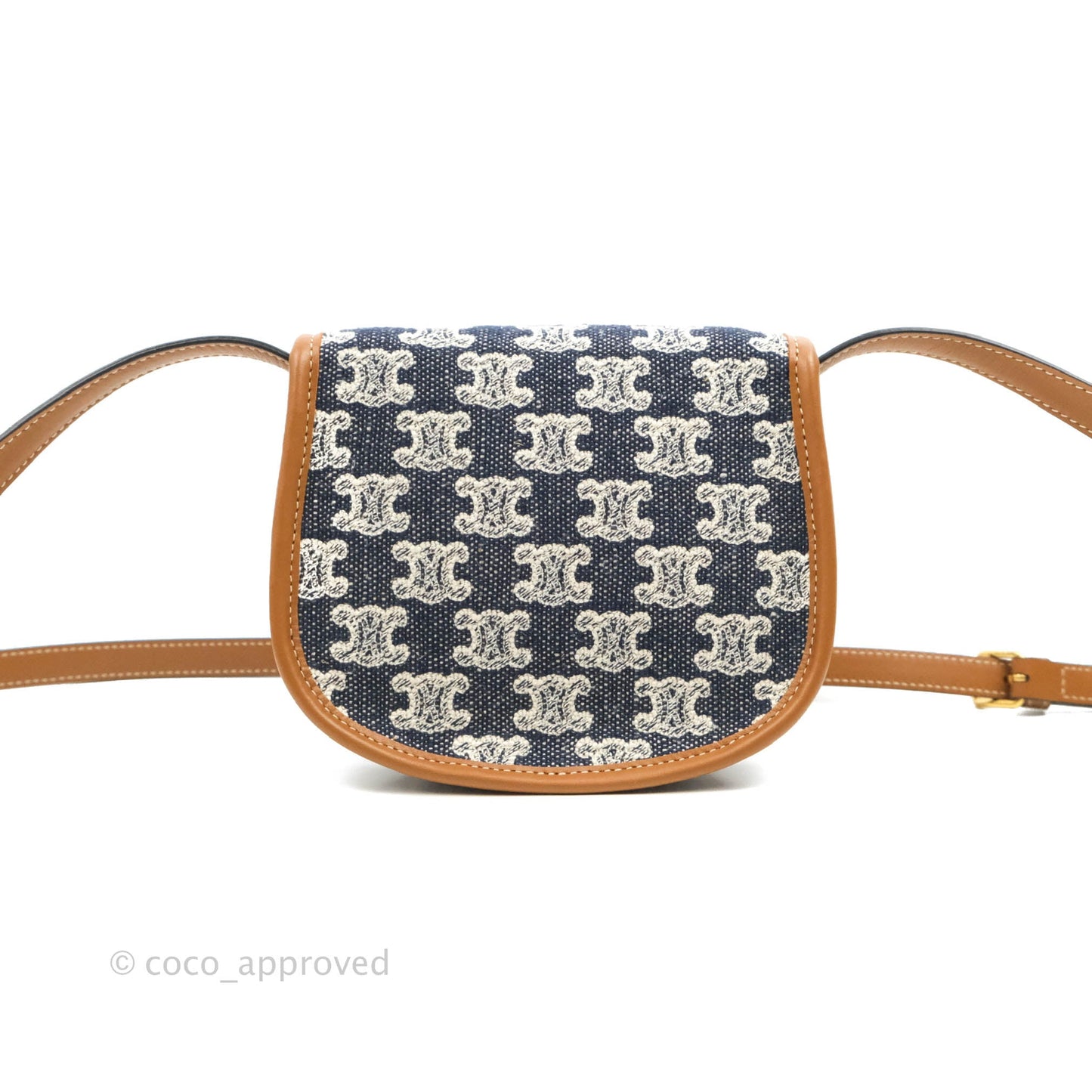 Celine Mini Besace in Navy Textile with Triomphe Embroidery Calfskin
