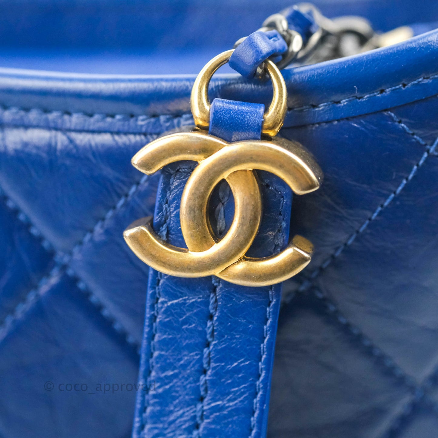 Chanel Quilted Small Gabrielle Logo Hobo Blue Aged Calfskin