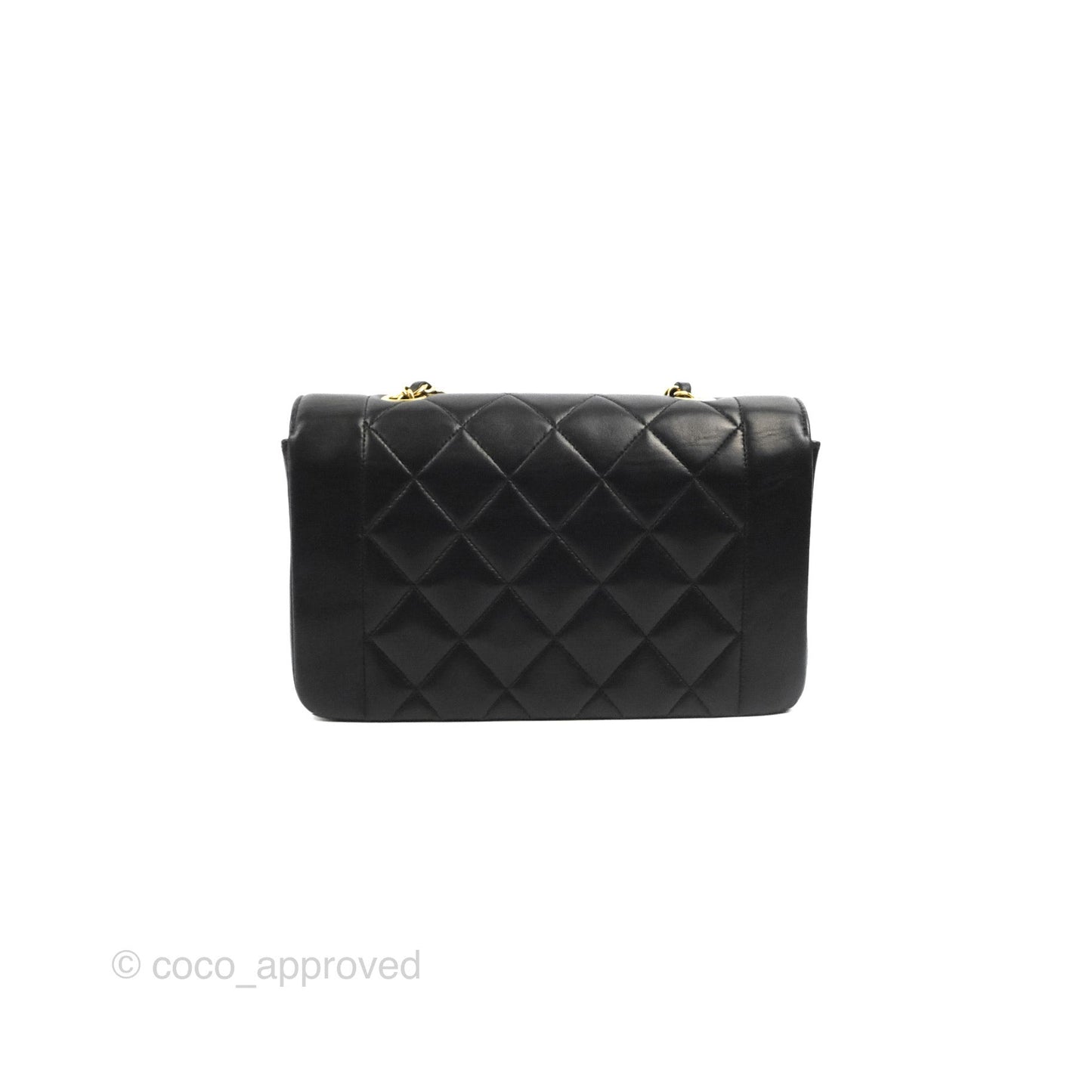 Chanel Vintage Small Quilted Classic Diana Flap Bag Black Lambskin 24K Gold Hardware