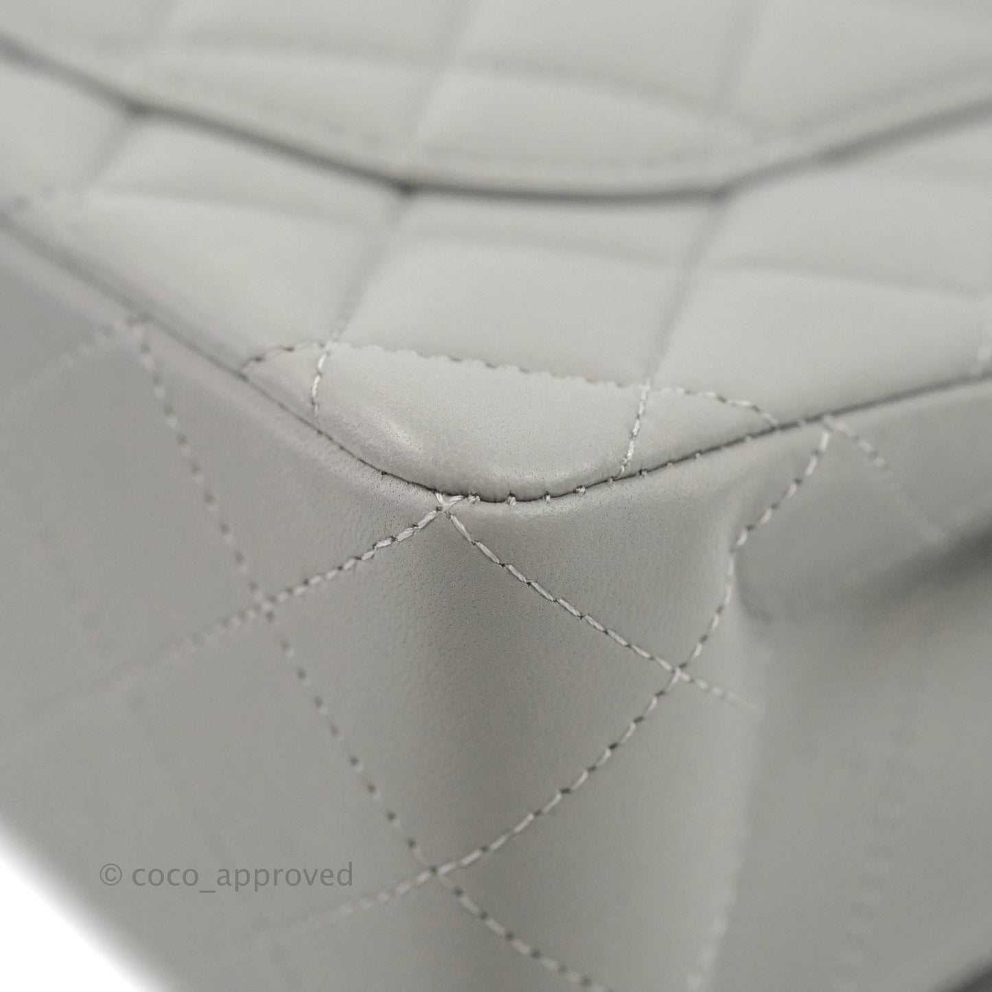 Chanel Small Classic Quilted Flap Grey Lambskin Silver Hardware