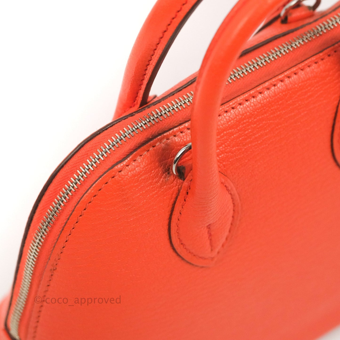 Hermès Bolide Mini 1923 Chevre Mysore Orange Poppy Palladium Hardware